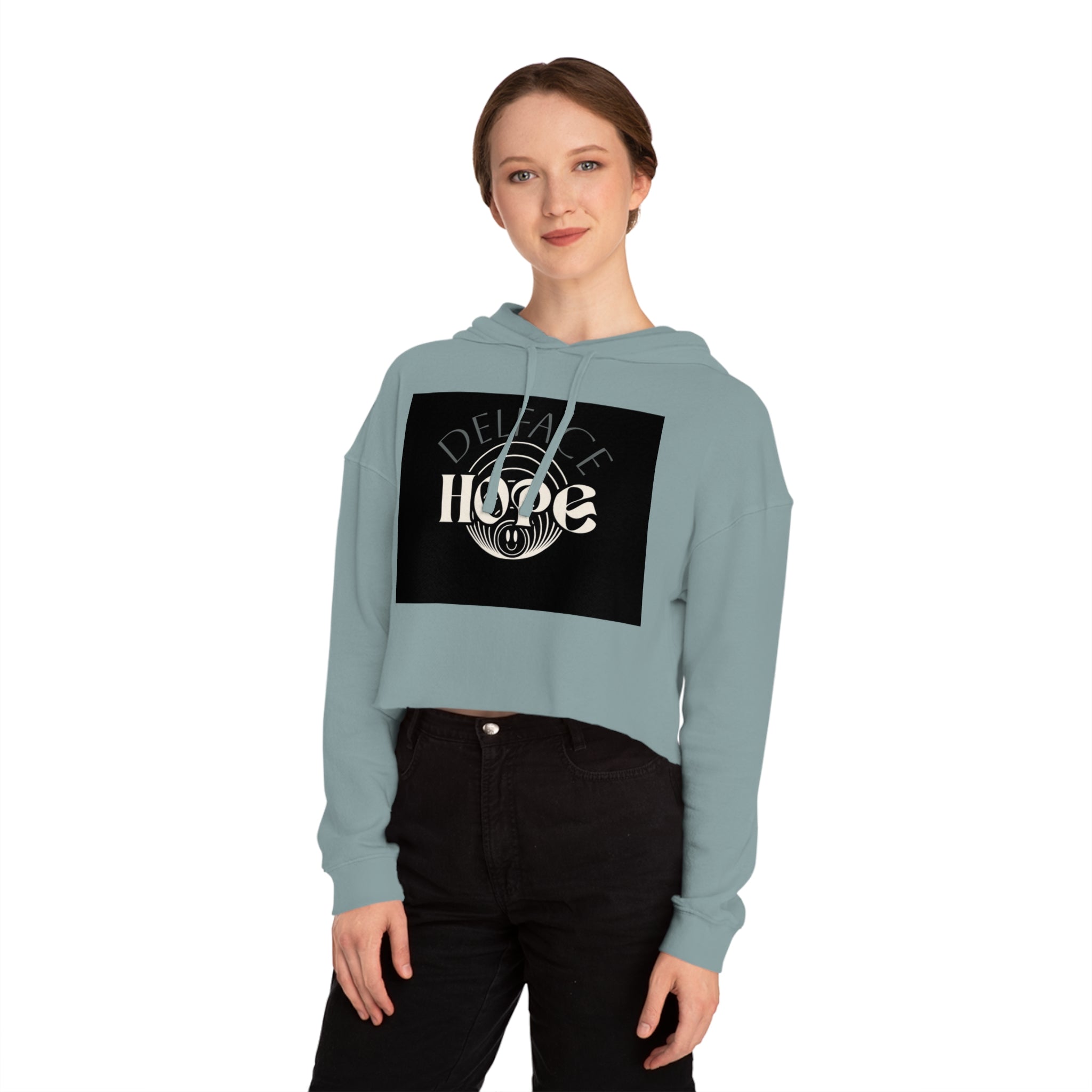 Cropped Hoodie — DELFACE "Hope" & Blue Gummy Bear Graphic