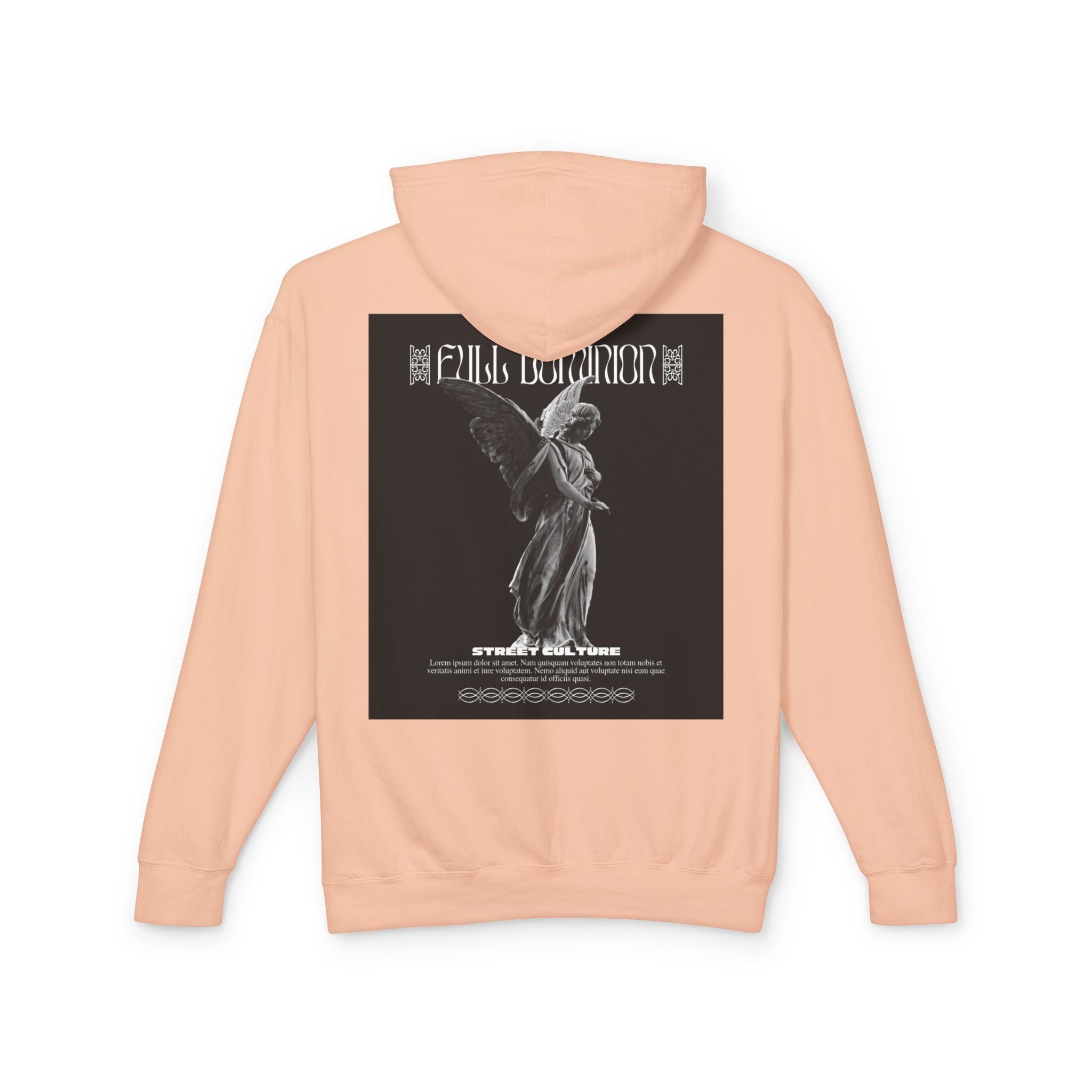 Angel Statue Graphic Hoodie — 'DELFACE' Diamond Logo Back Print