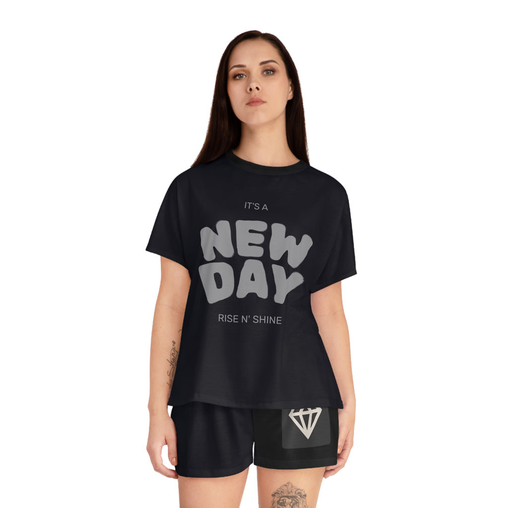 Stylish Women's DELFACE Pajama Set, Cozy Sleepwear, Perfect Gift for Her, Cute Loungewear, Bedtime Outfit, 'It's a New Day' Design