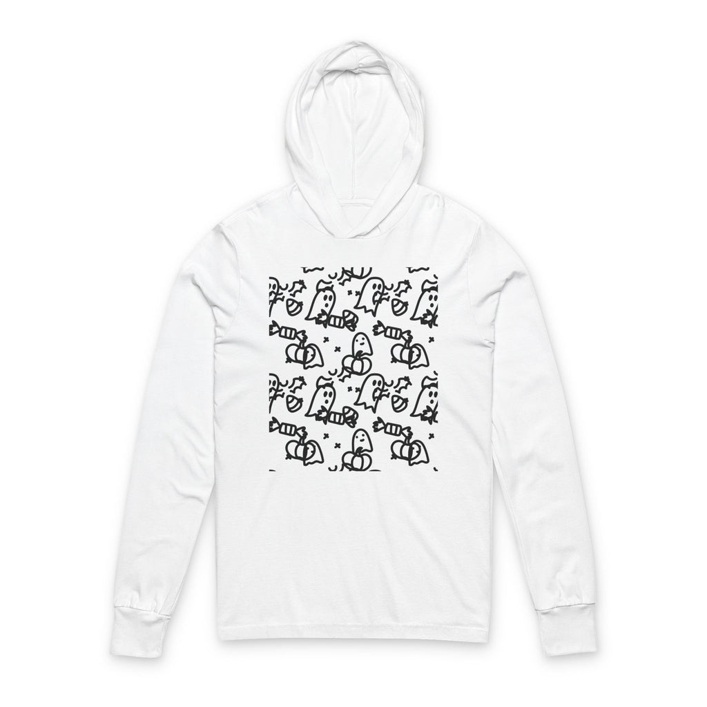Chic Unisex DELFACE Hooded Tee - Trendy Graphic Long Sleeve, Casual Streetwear, Everyday Comfort, Unique Gift, Perfect for Festivals