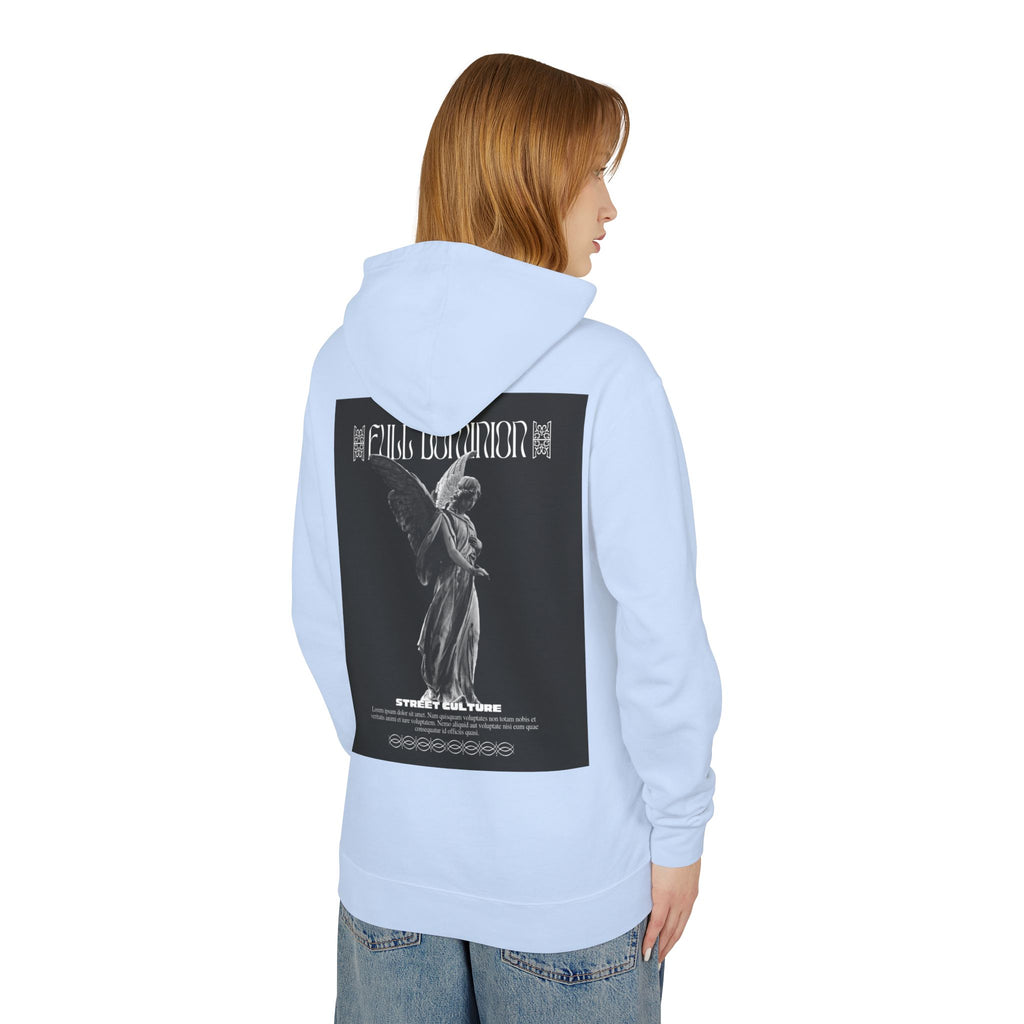 Angel Statue Graphic Hoodie — 'DELFACE' Diamond Logo Back Print