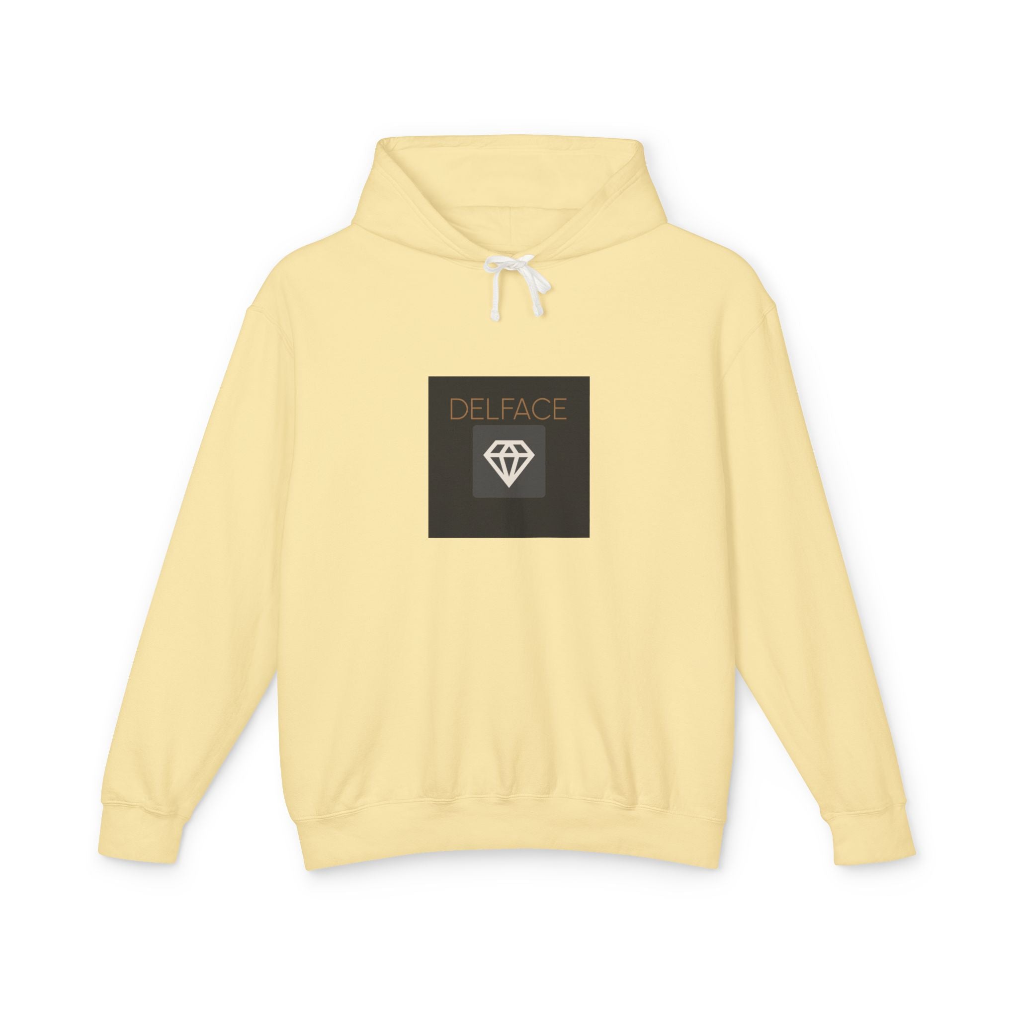 Angel Statue Graphic Hoodie — 'DELFACE' Diamond Logo Back Print
