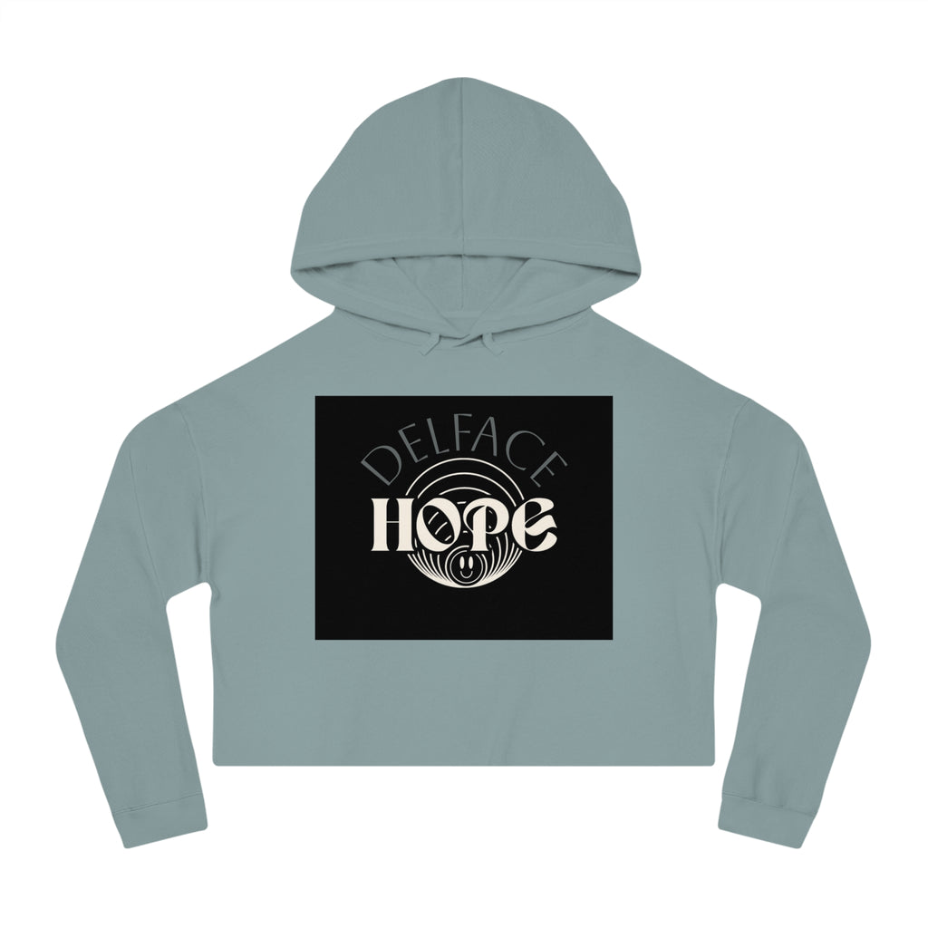 Cropped Hoodie — DELFACE "Hope" & Blue Gummy Bear Graphic