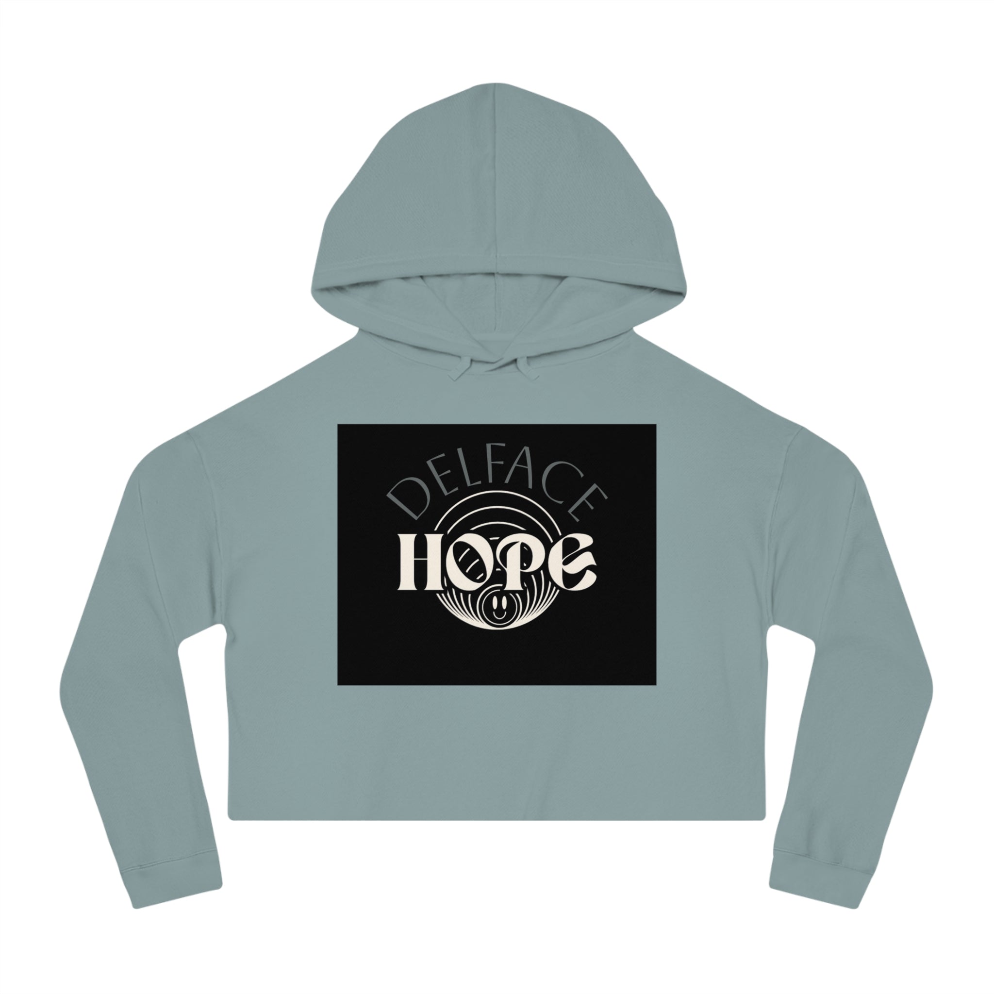 Cropped Hoodie — DELFACE "Hope" & Blue Gummy Bear Graphic