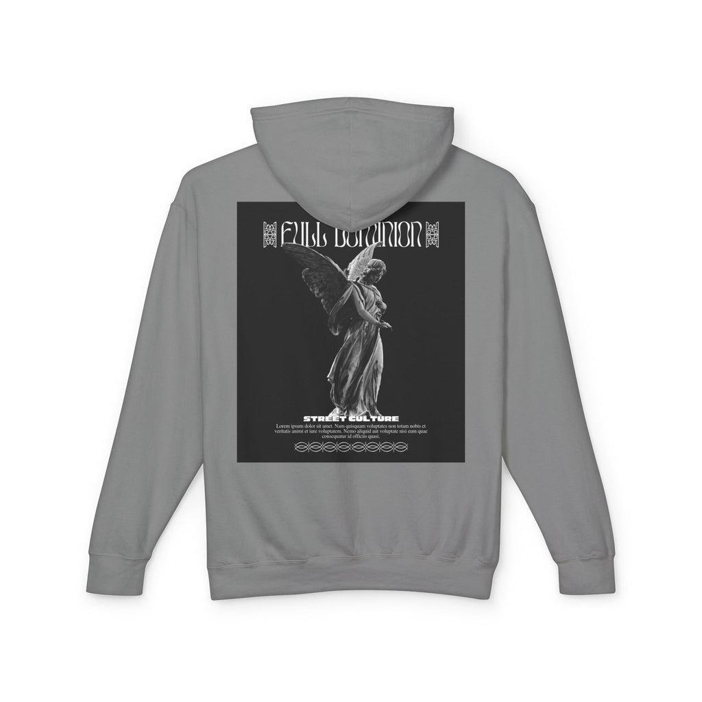 Angel Statue Graphic Hoodie — 'DELFACE' Diamond Logo Back Print
