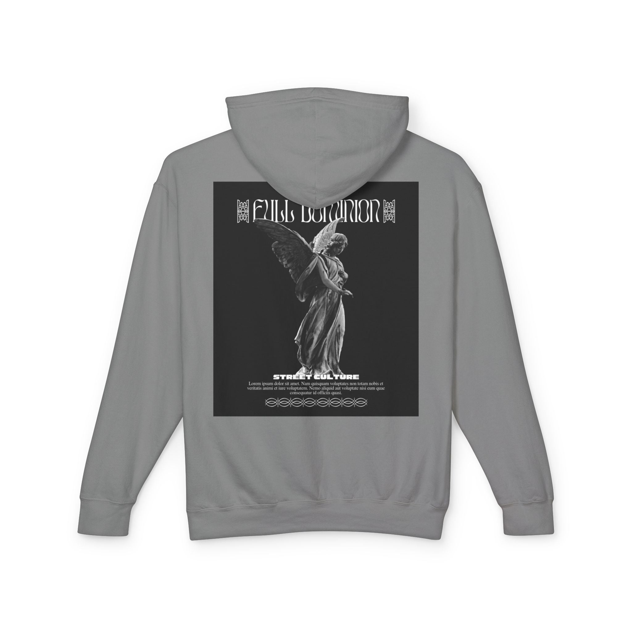 Angel Statue Graphic Hoodie — 'DELFACE' Diamond Logo Back Print