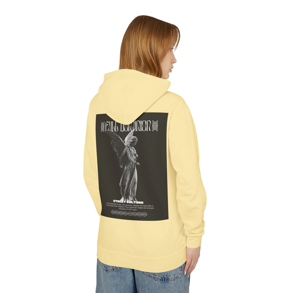 Angel Statue Graphic Hoodie — 'DELFACE' Diamond Logo Back Print