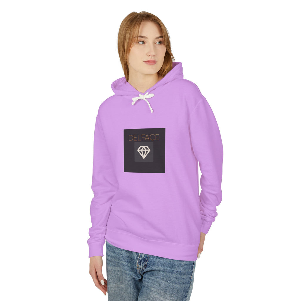 Angel Statue Graphic Hoodie — 'DELFACE' Diamond Logo Back Print