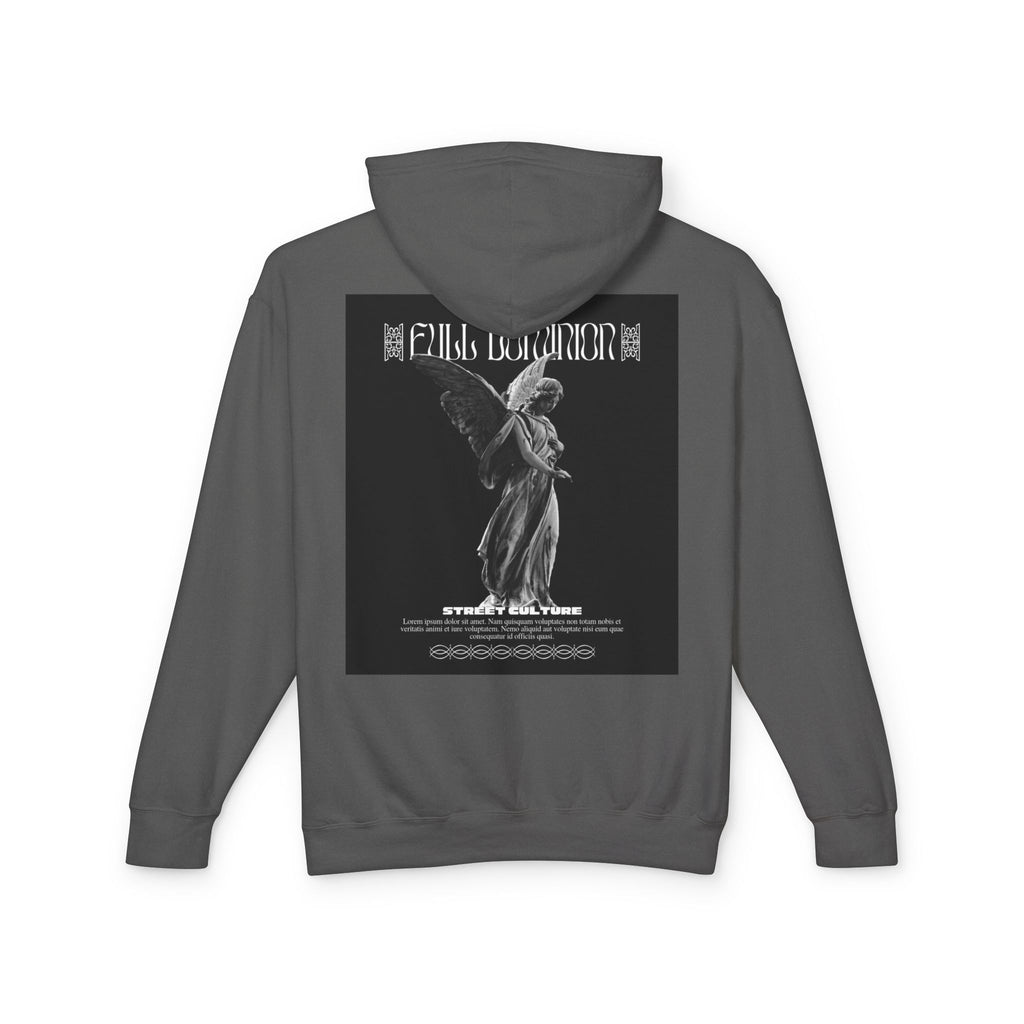 Angel Statue Graphic Hoodie — 'DELFACE' Diamond Logo Back Print