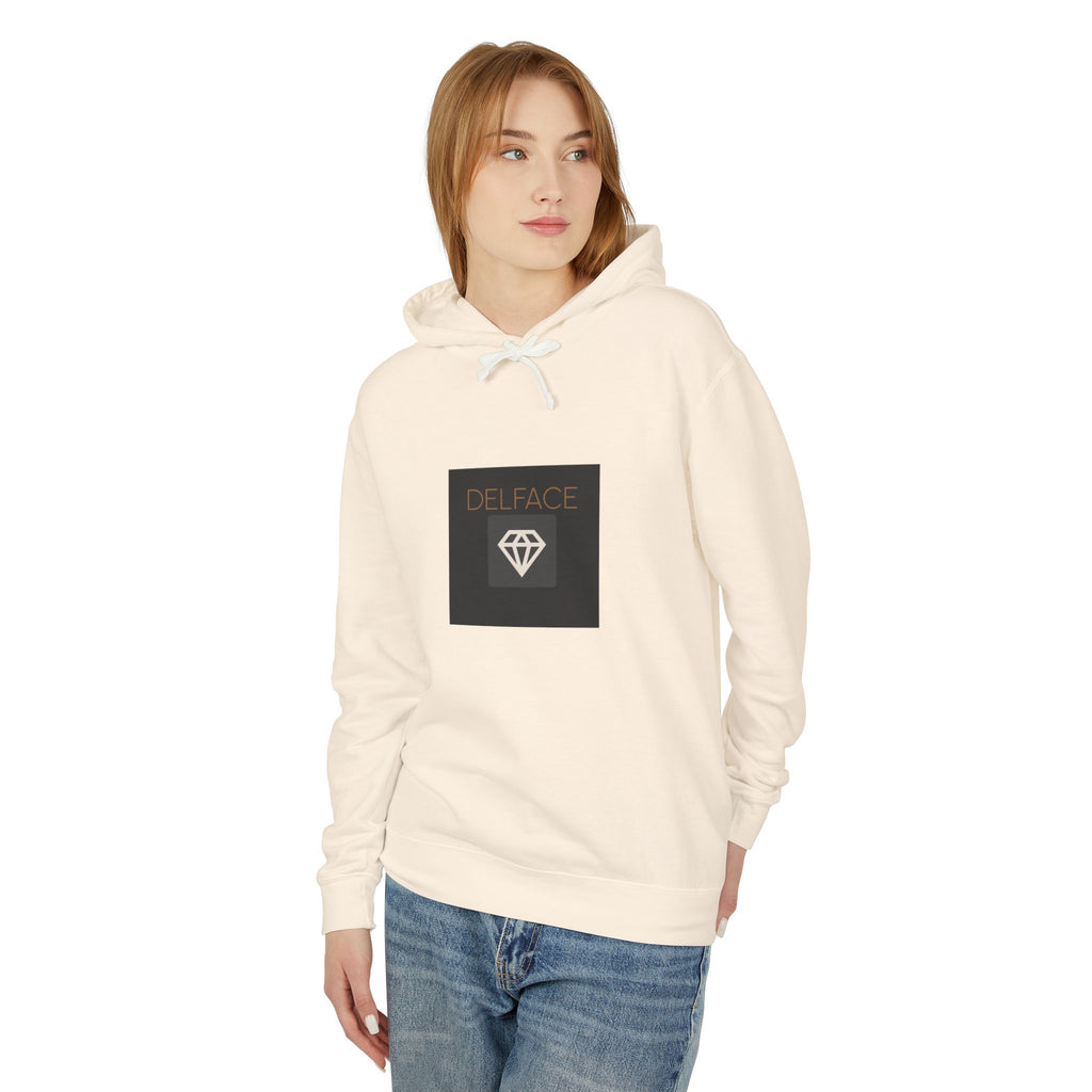 Angel Statue Graphic Hoodie — 'DELFACE' Diamond Logo Back Print