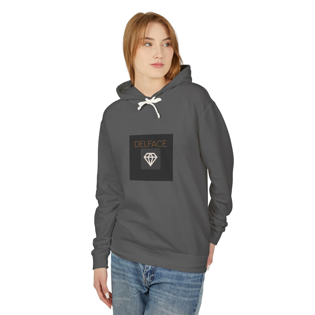 Angel Statue Graphic Hoodie — 'DELFACE' Diamond Logo Back Print