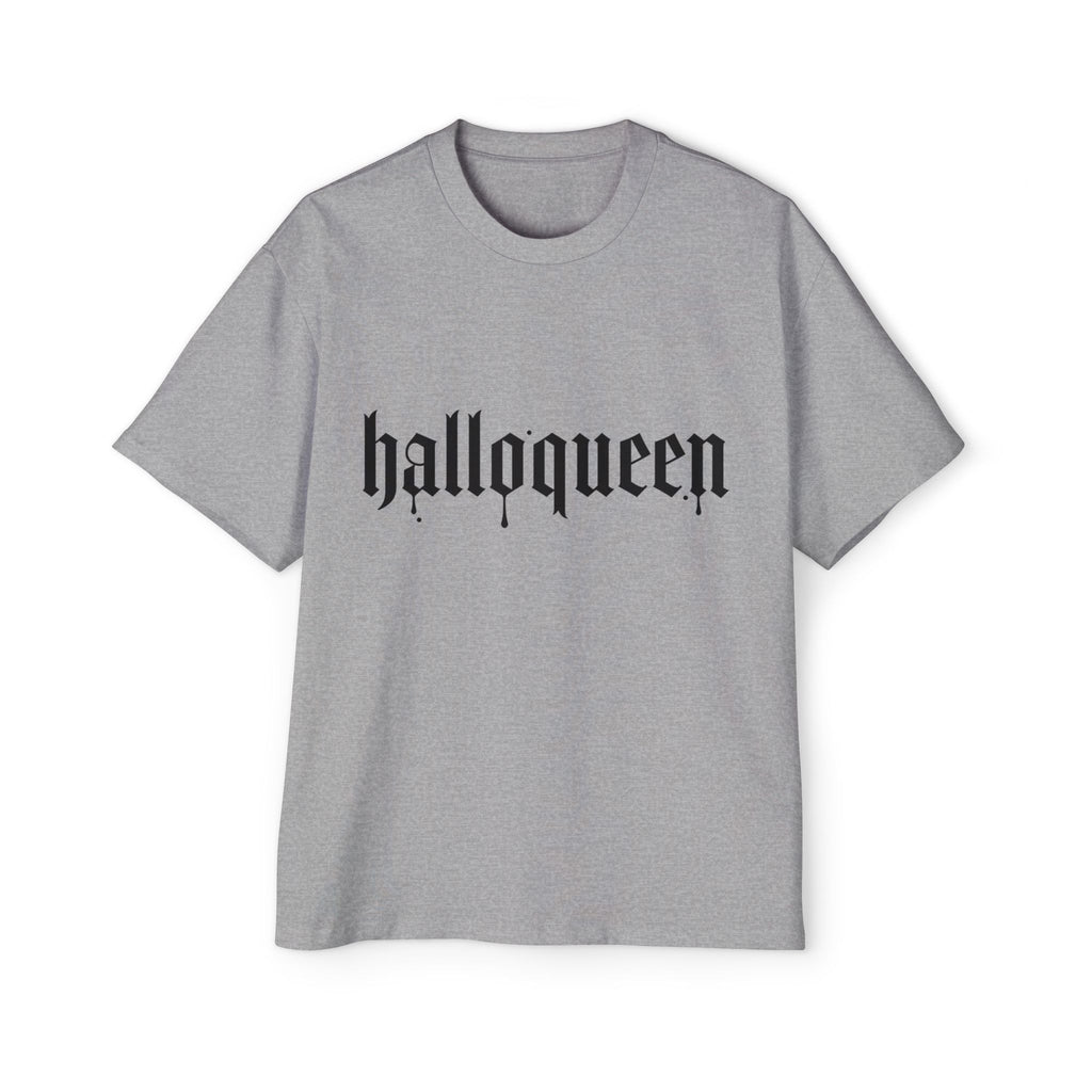 Men's Heavy DELFACE Oversized Tee with 'Halloqueen' Design, Halloween Shirt, Graphic Tee, Plus Size Casual Top, Unisex Tee, Fun Spirit Wear
