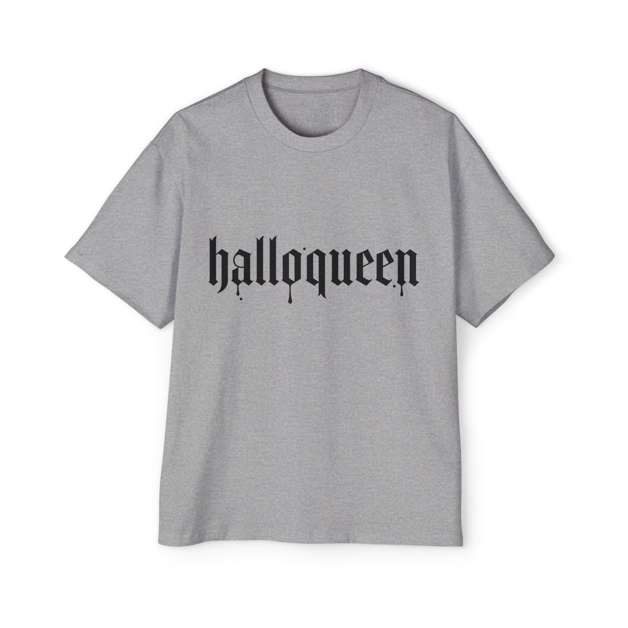 Men's Heavy DELFACE Oversized Tee with 'Halloqueen' Design, Halloween Shirt, Graphic Tee, Plus Size Casual Top, Unisex Tee, Fun Spirit Wear