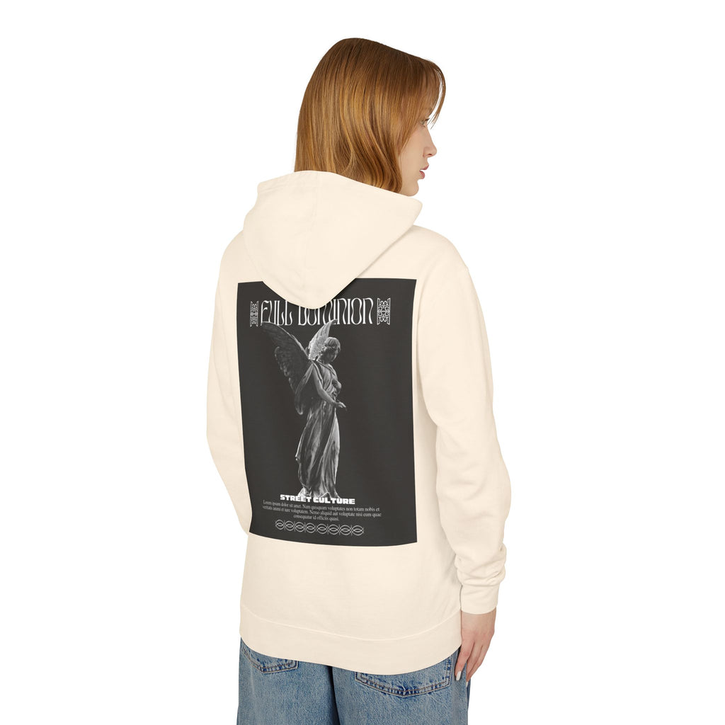 Angel Statue Graphic Hoodie — 'DELFACE' Diamond Logo Back Print