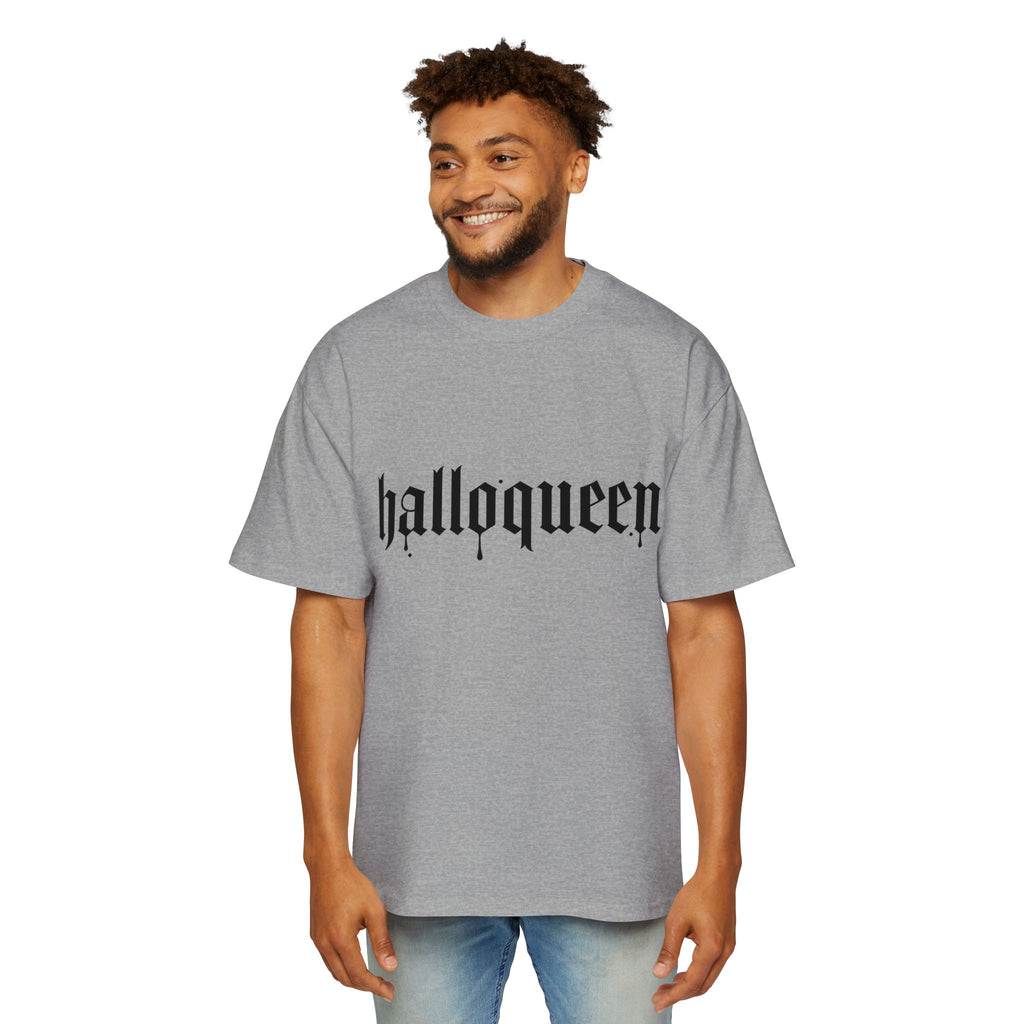 Men's Heavy DELFACE Oversized Tee with 'Halloqueen' Design, Halloween Shirt, Graphic Tee, Plus Size Casual Top, Unisex Tee, Fun Spirit Wear