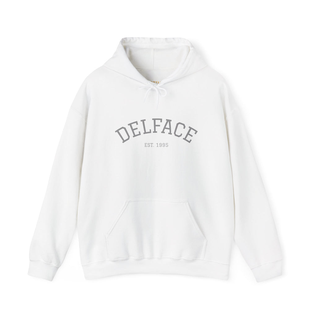 DELFACE Hoodie - Cozy Unisex Heavy Blend Sweatshirt for Everyday Wear, Gift for Friends, Stylish Comfort, Perfect for All Seasons