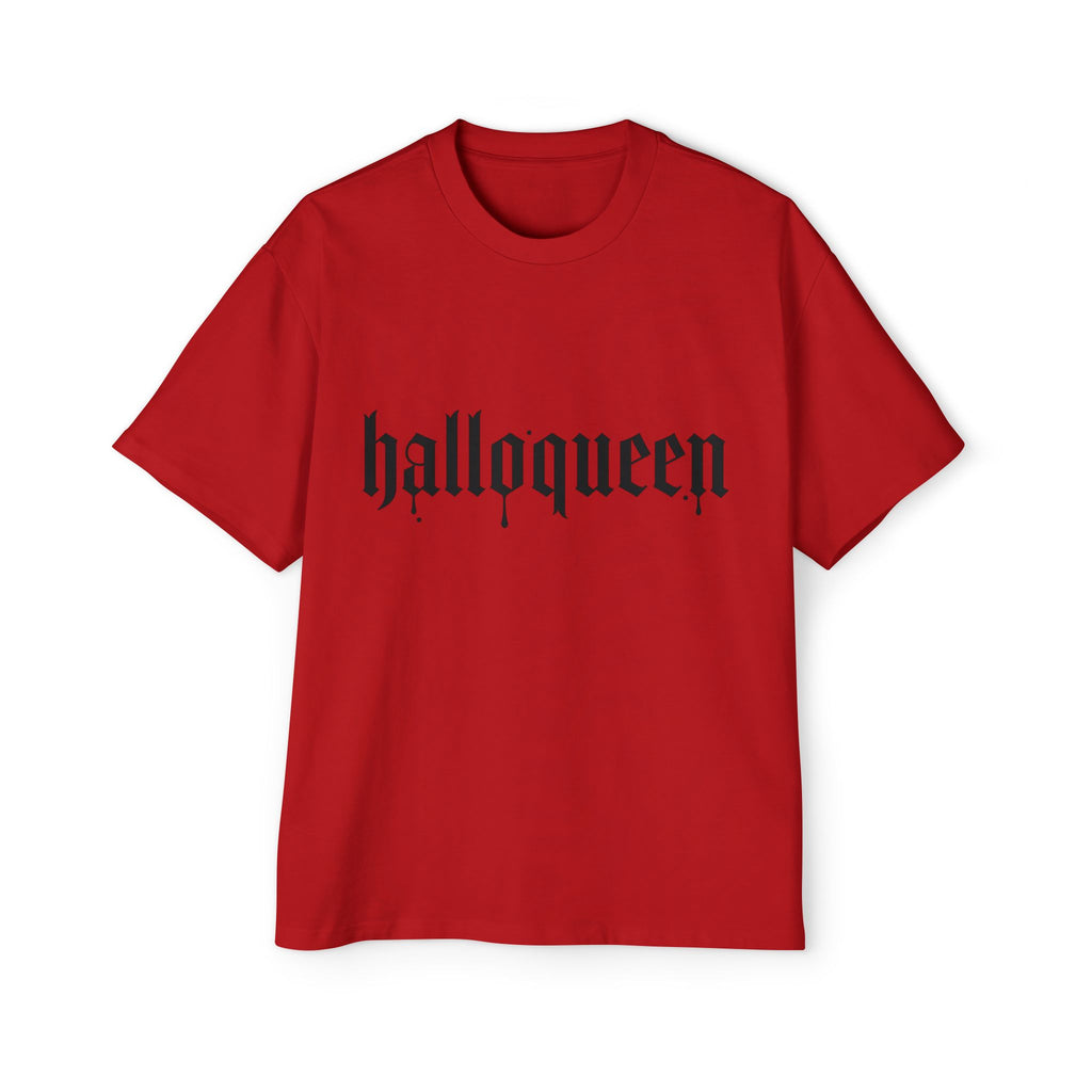 Men's Heavy DELFACE Oversized Tee with 'Halloqueen' Design, Halloween Shirt, Graphic Tee, Plus Size Casual Top, Unisex Tee, Fun Spirit Wear