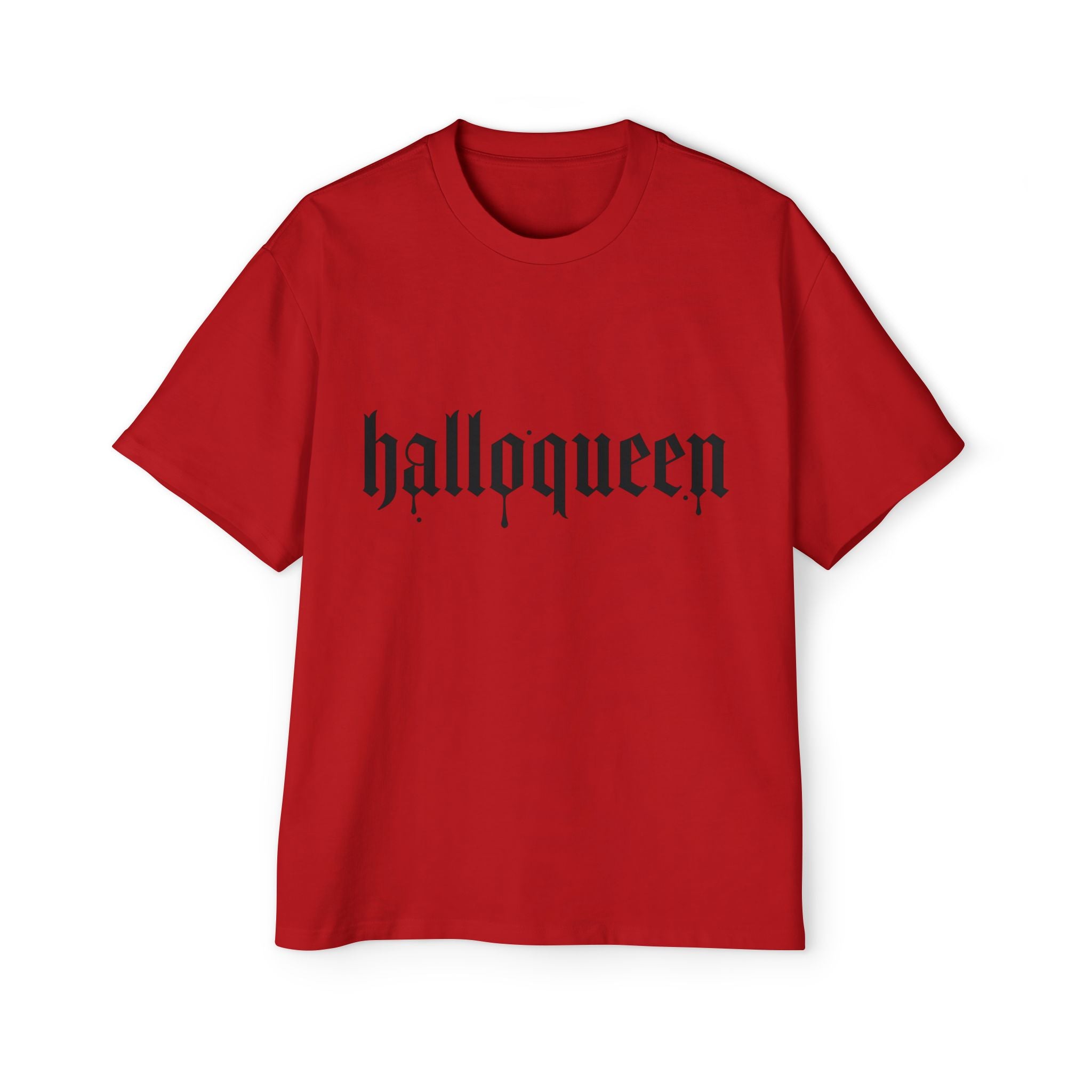 Men's Heavy DELFACE Oversized Tee with 'Halloqueen' Design, Halloween Shirt, Graphic Tee, Plus Size Casual Top, Unisex Tee, Fun Spirit Wear
