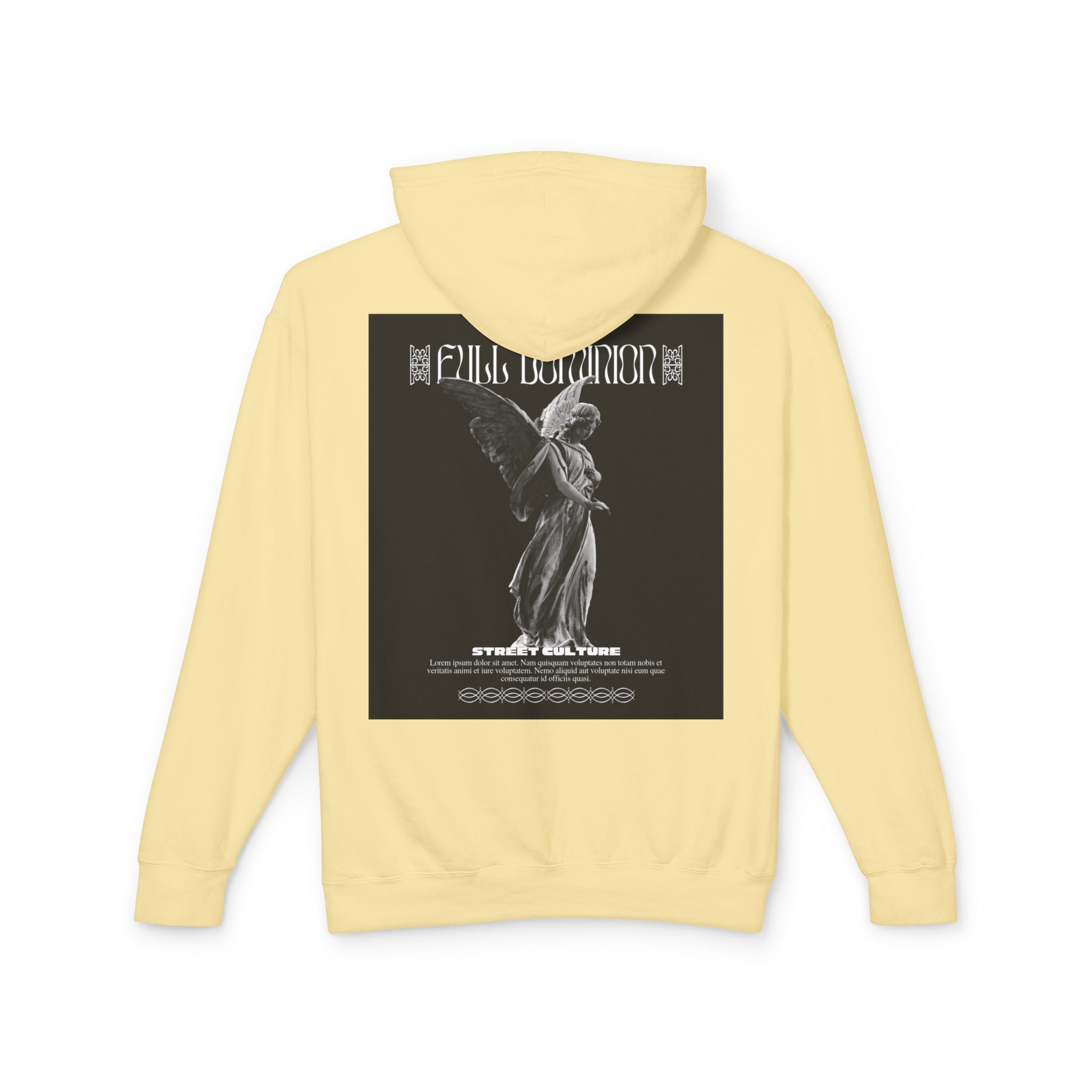 Angel Statue Graphic Hoodie — 'DELFACE' Diamond Logo Back Print