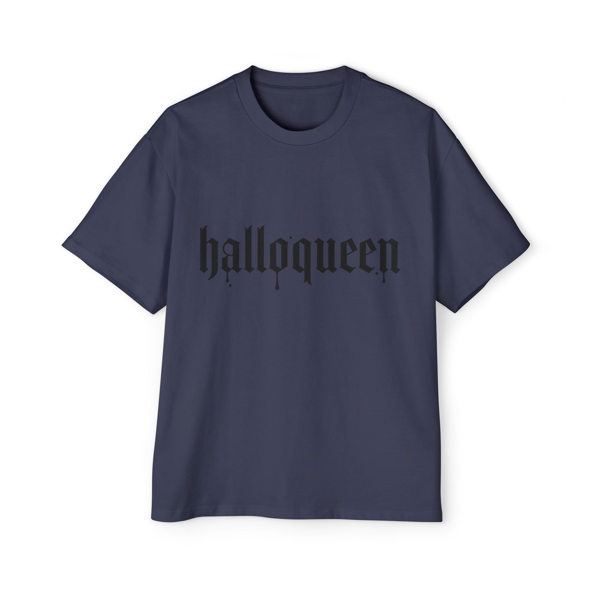 Men's Heavy DELFACE Oversized Tee with 'Halloqueen' Design, Halloween Shirt, Graphic Tee, Plus Size Casual Top, Unisex Tee, Fun Spirit Wear