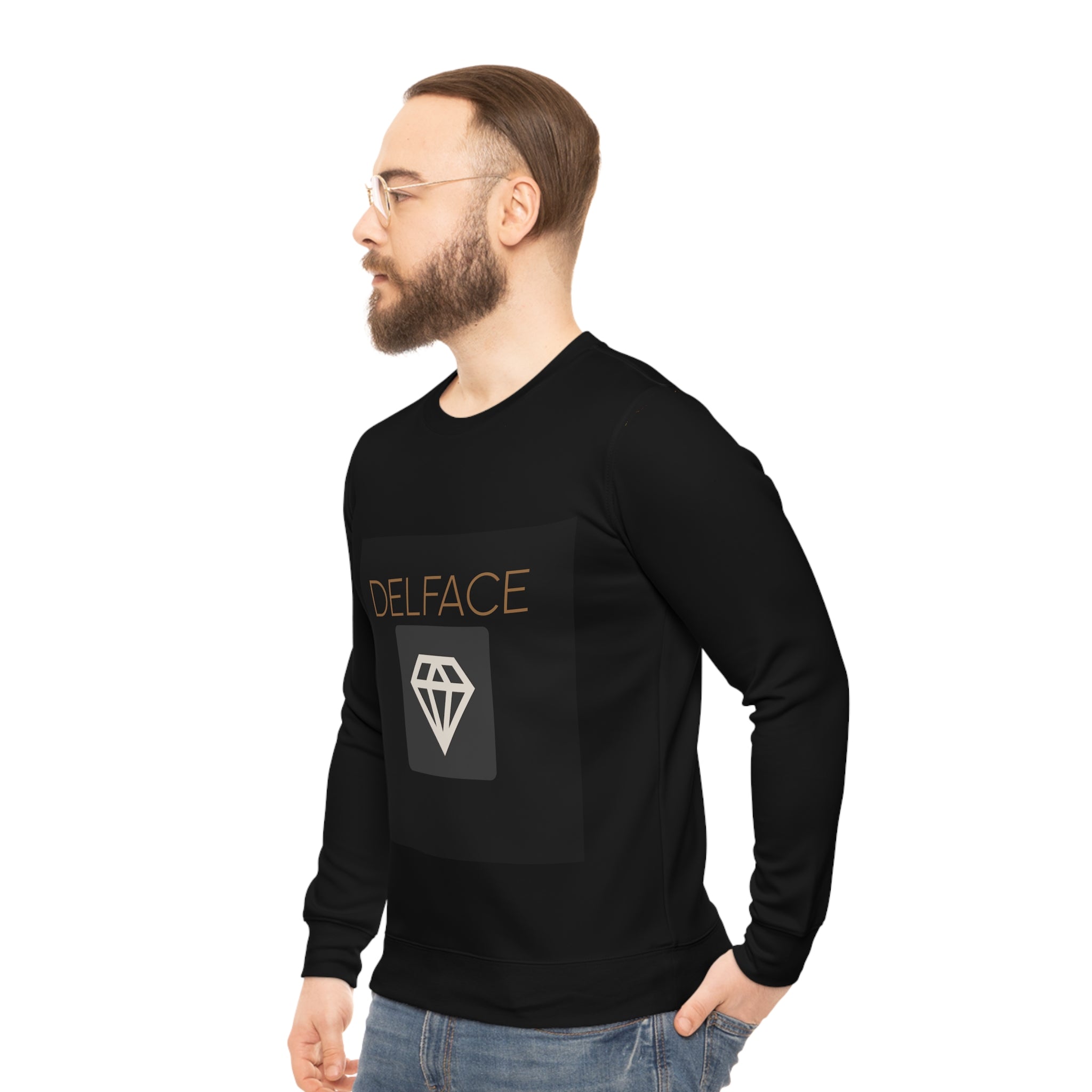 Stylish Lightweight DELFACE Sweatshirt for Trendsetters, Cozy Casual Wear, Perfect Gift for Friends, Unique AOP Design