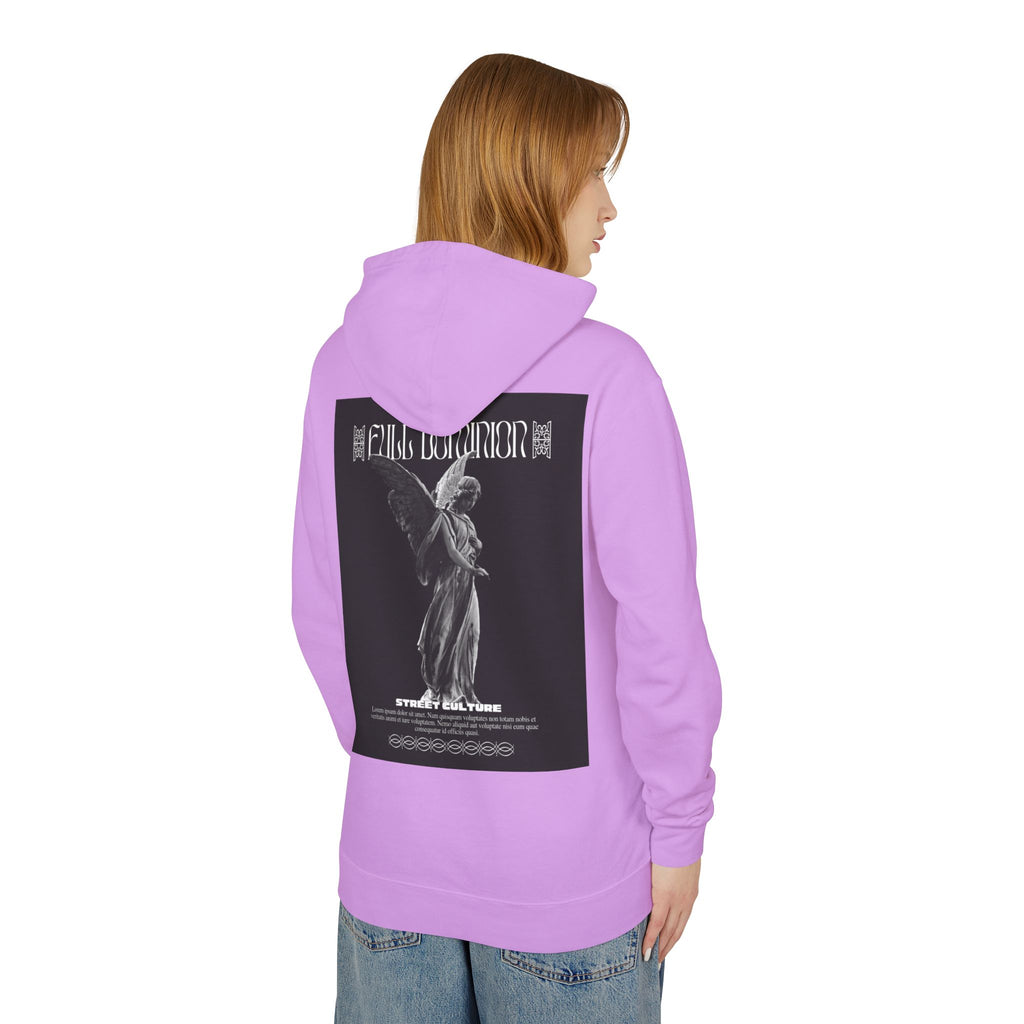 Angel Statue Graphic Hoodie — 'DELFACE' Diamond Logo Back Print