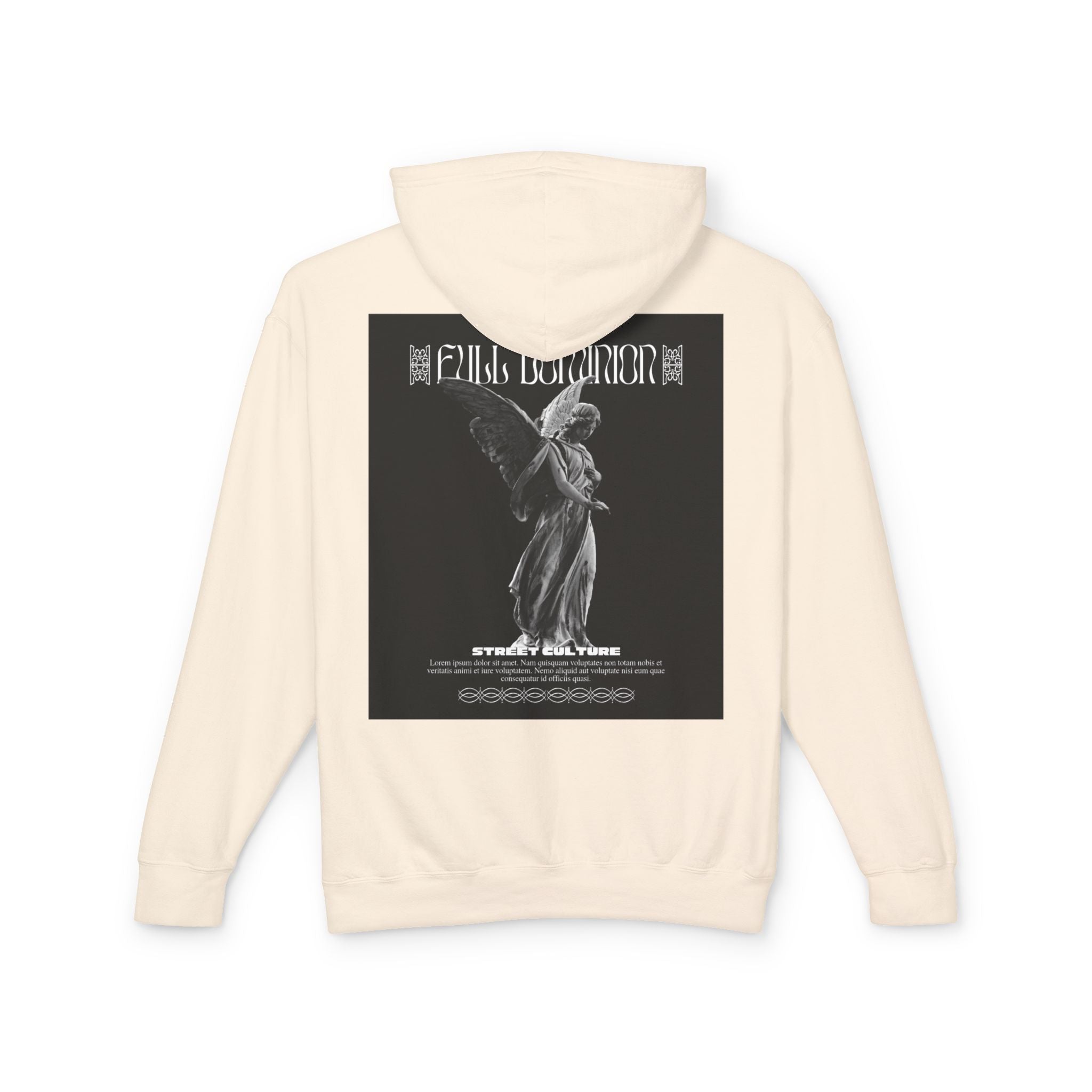 Angel Statue Graphic Hoodie — 'DELFACE' Diamond Logo Back Print