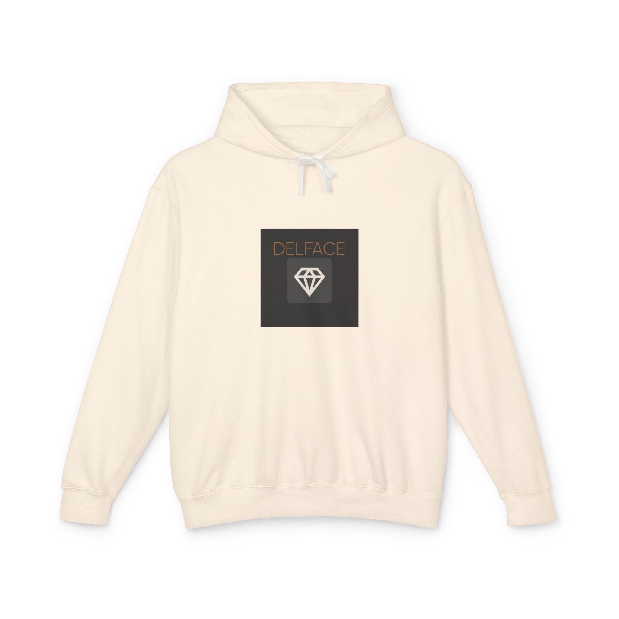 Angel Statue Graphic Hoodie — 'DELFACE' Diamond Logo Back Print