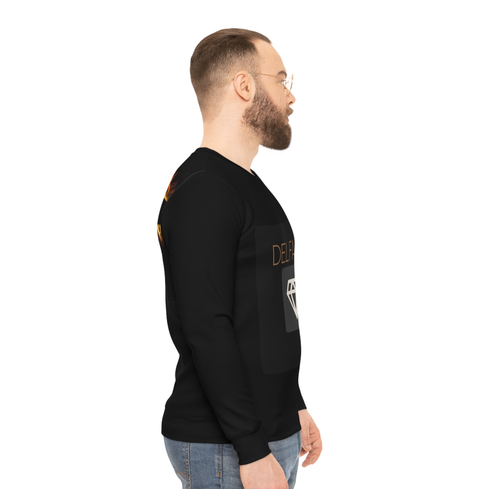 Stylish Lightweight DELFACE Sweatshirt for Trendsetters, Cozy Casual Wear, Perfect Gift for Friends, Unique AOP Design