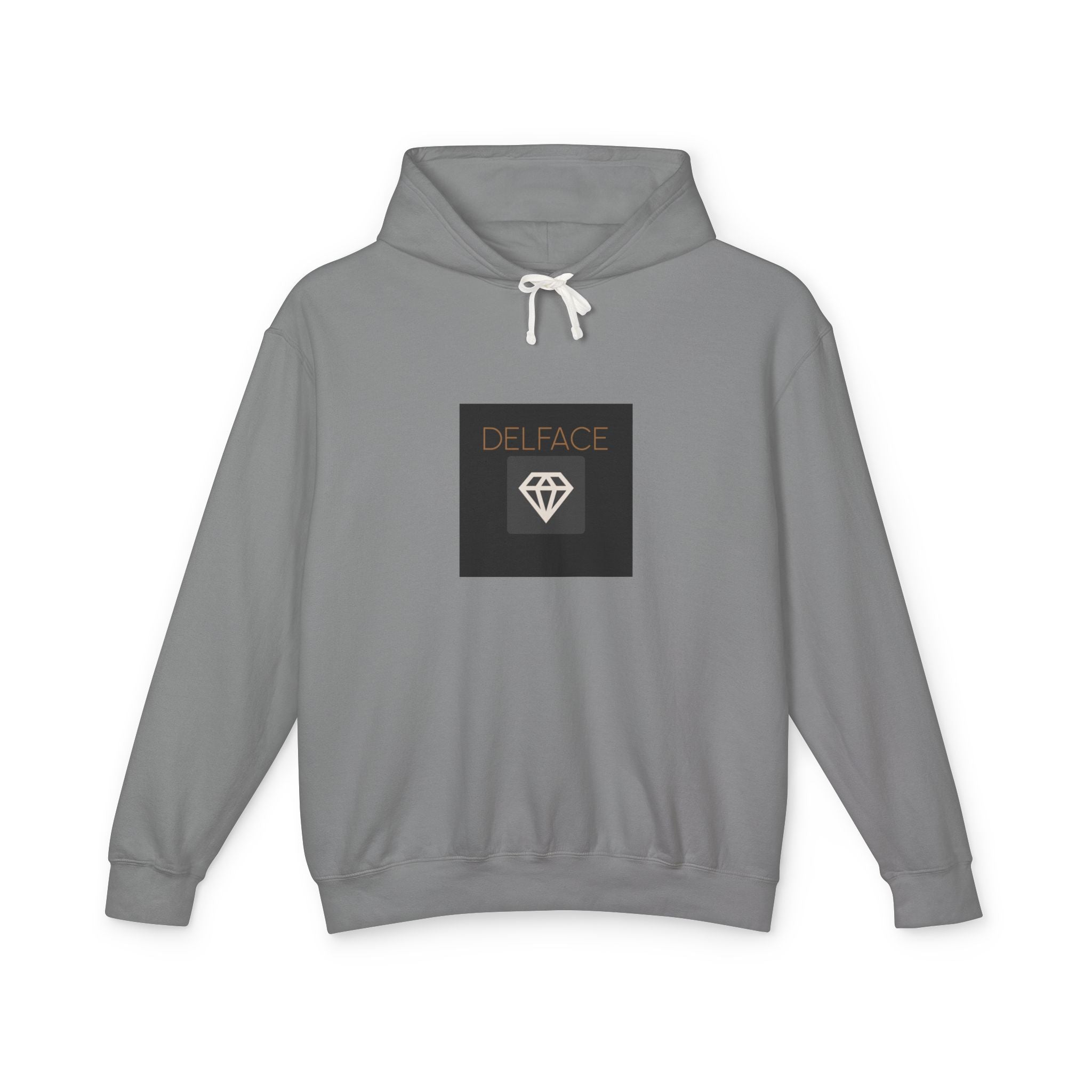Angel Statue Graphic Hoodie — 'DELFACE' Diamond Logo Back Print