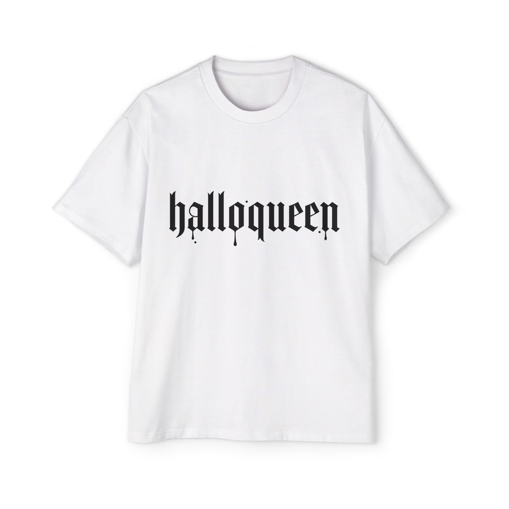 Men's Heavy DELFACE Oversized Tee with 'Halloqueen' Design, Halloween Shirt, Graphic Tee, Plus Size Casual Top, Unisex Tee, Fun Spirit Wear