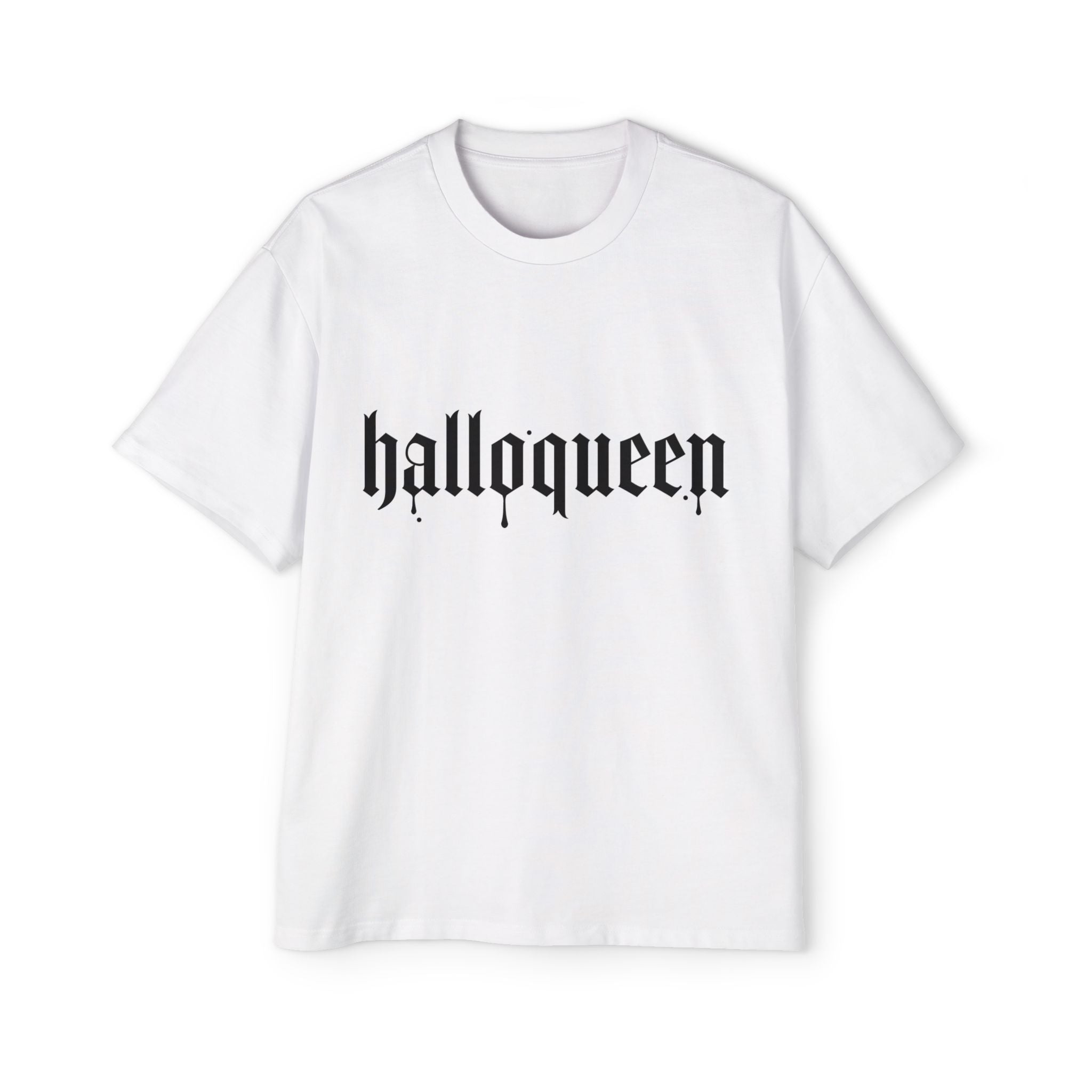 Men's Heavy DELFACE Oversized Tee with 'Halloqueen' Design, Halloween Shirt, Graphic Tee, Plus Size Casual Top, Unisex Tee, Fun Spirit Wear
