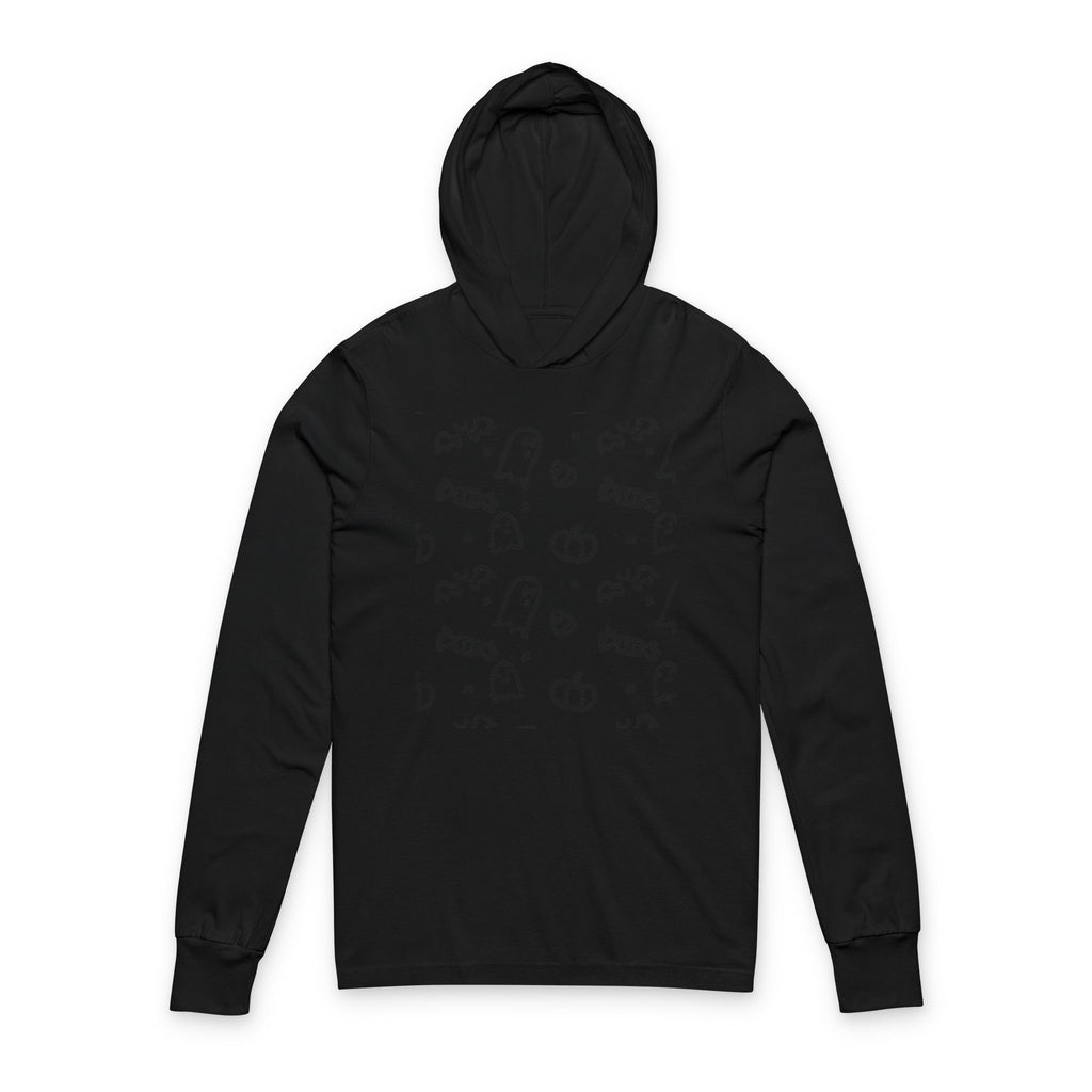 Chic Unisex DELFACE Hooded Tee - Trendy Graphic Long Sleeve, Casual Streetwear, Everyday Comfort, Unique Gift, Perfect for Festivals