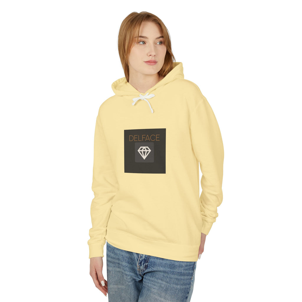 Angel Statue Graphic Hoodie — 'DELFACE' Diamond Logo Back Print