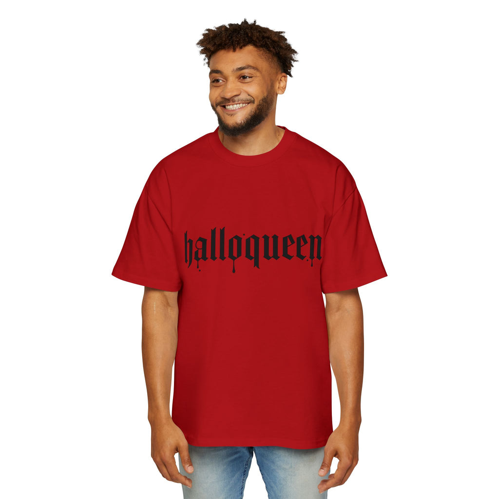 Men's Heavy DELFACE Oversized Tee with 'Halloqueen' Design, Halloween Shirt, Graphic Tee, Plus Size Casual Top, Unisex Tee, Fun Spirit Wear