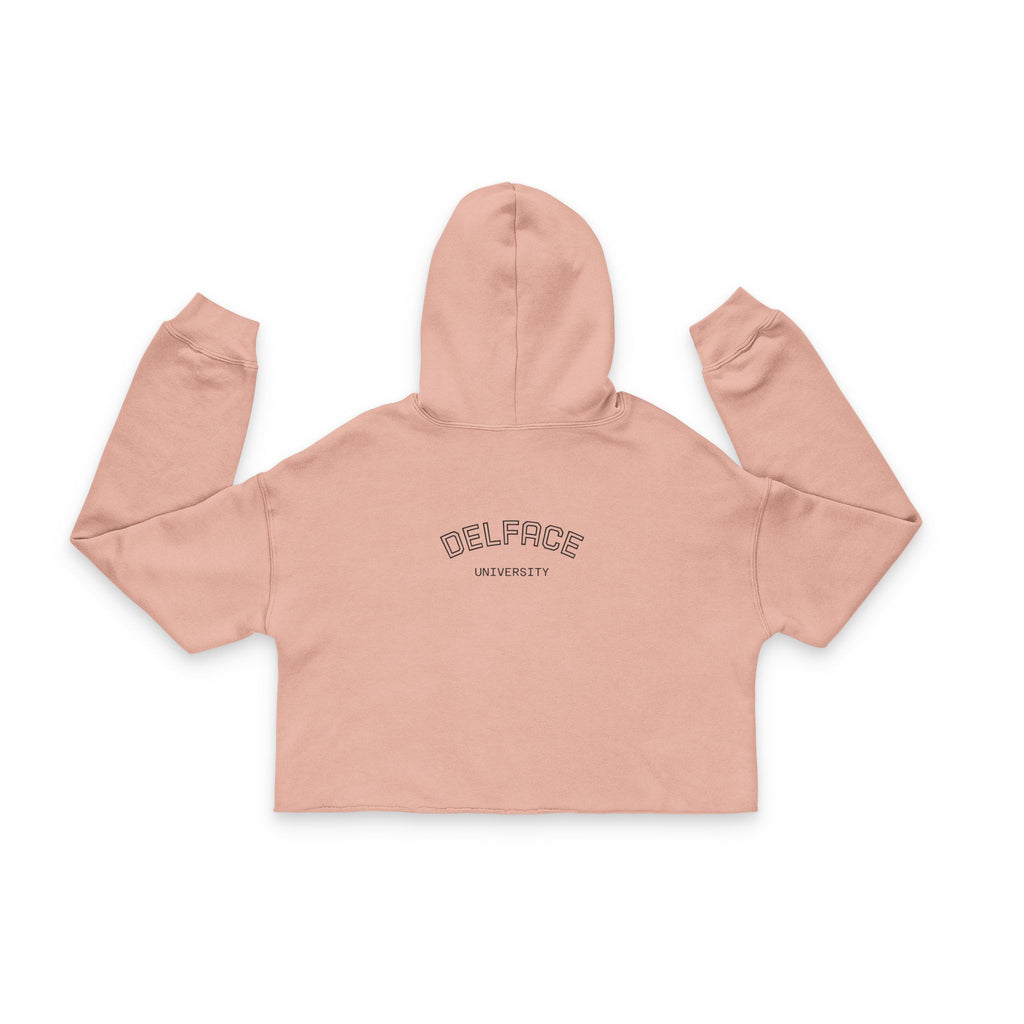 Chic Women's Cropped DELFACE Hoodie - Stylish Sweatshirt for Casual Outings, Fitness, Gifts, or Fashion Lovers | Unique Trendy Apparel