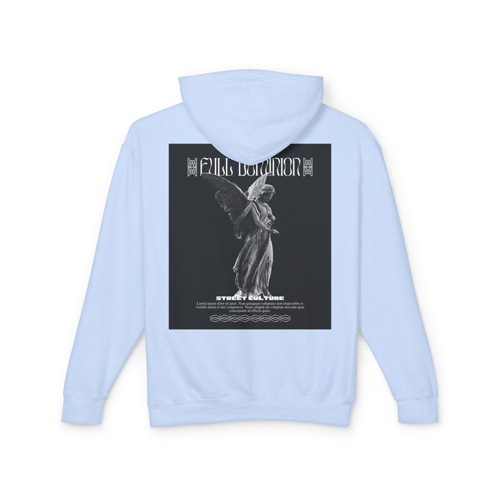 Angel Statue Graphic Hoodie — 'DELFACE' Diamond Logo Back Print