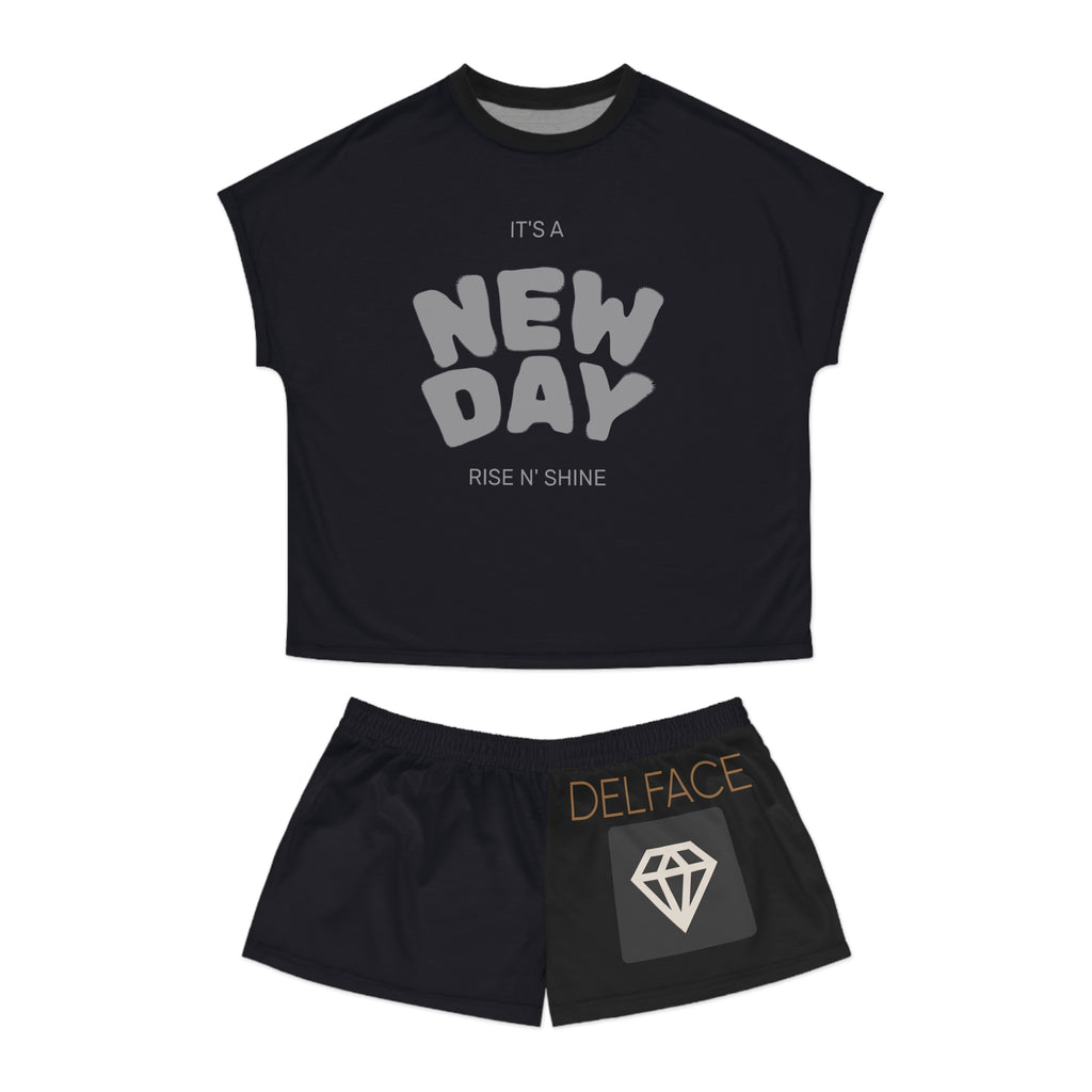 Stylish Women's DELFACE Pajama Set, Cozy Sleepwear, Perfect Gift for Her, Cute Loungewear, Bedtime Outfit, 'It's a New Day' Design