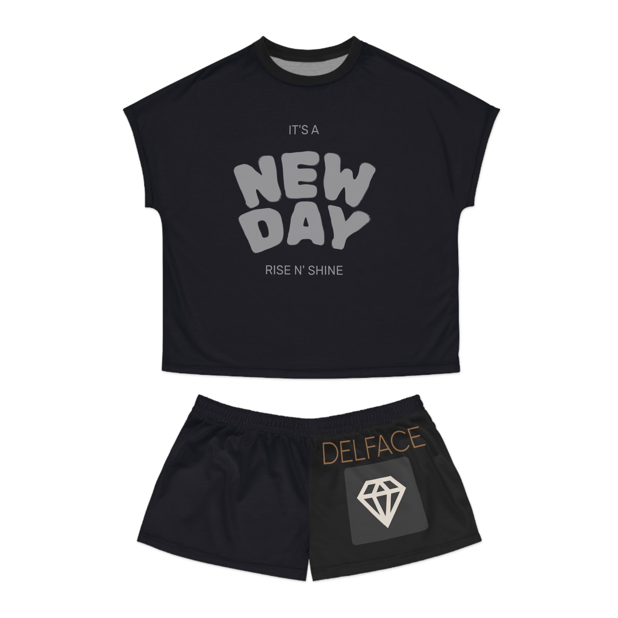 Stylish Women's DELFACE Pajama Set, Cozy Sleepwear, Perfect Gift for Her, Cute Loungewear, Bedtime Outfit, 'It's a New Day' Design