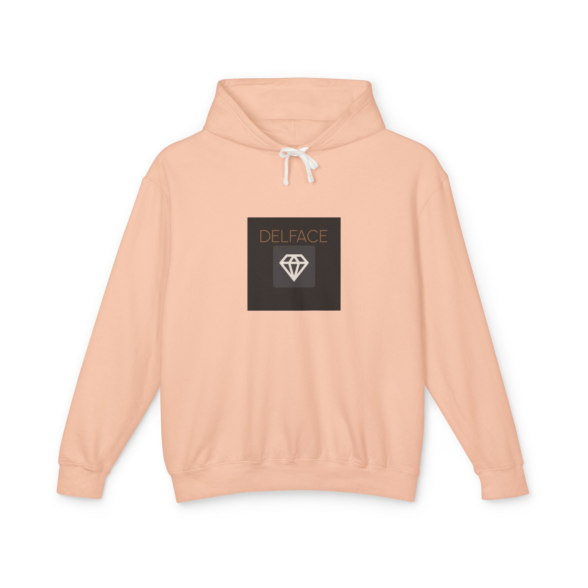 Angel Statue Graphic Hoodie — 'DELFACE' Diamond Logo Back Print