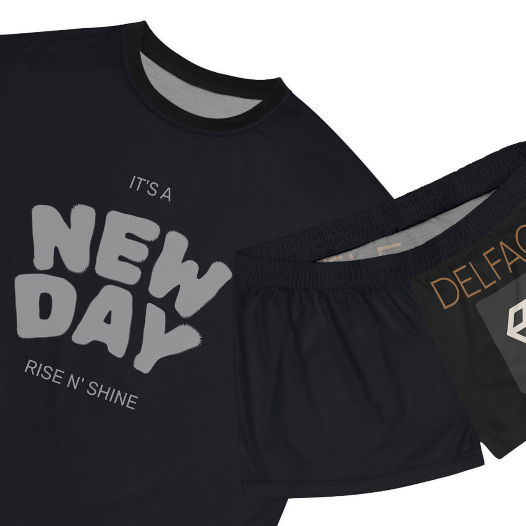 Stylish Women's DELFACE Pajama Set, Cozy Sleepwear, Perfect Gift for Her, Cute Loungewear, Bedtime Outfit, 'It's a New Day' Design