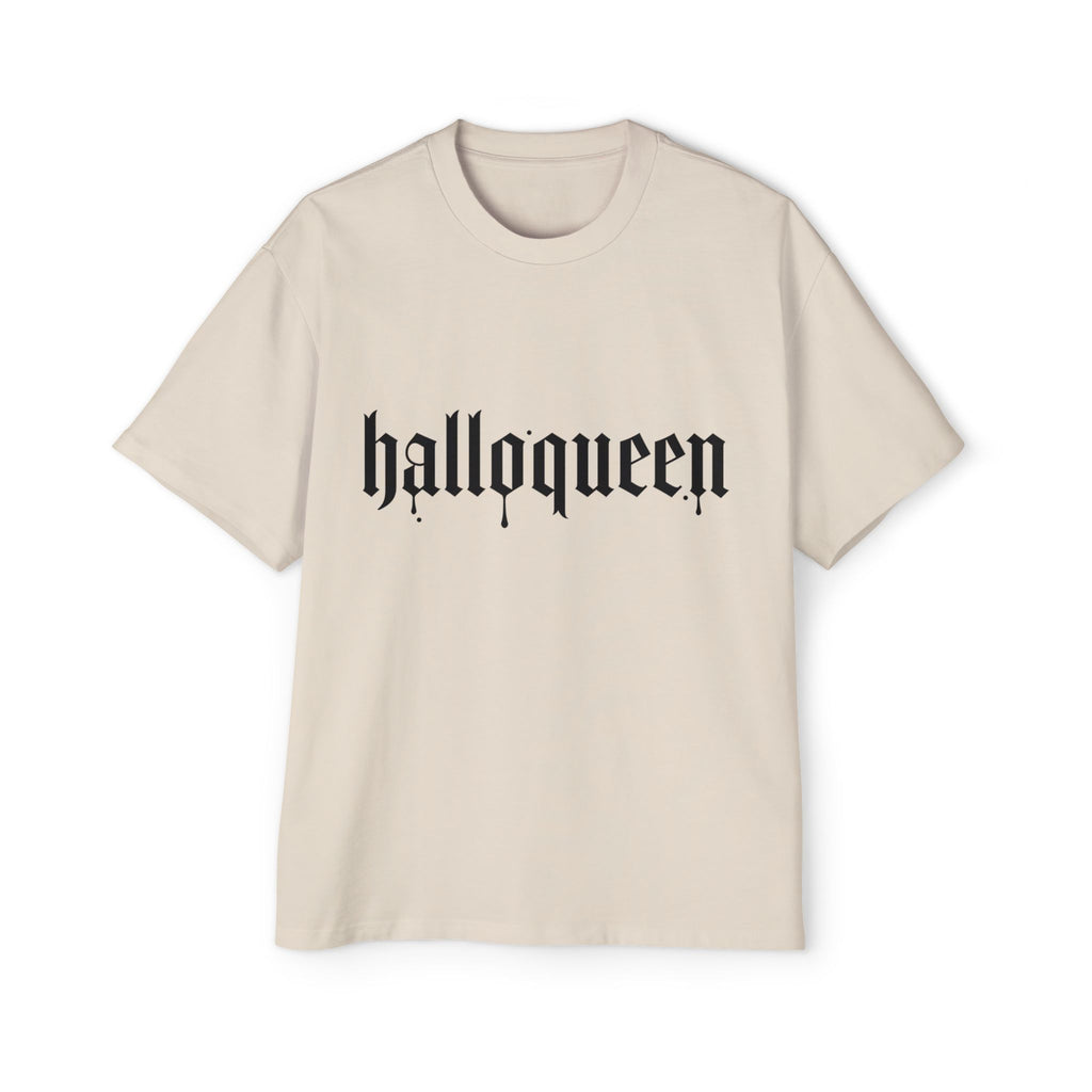 Men's Heavy DELFACE Oversized Tee with 'Halloqueen' Design, Halloween Shirt, Graphic Tee, Plus Size Casual Top, Unisex Tee, Fun Spirit Wear
