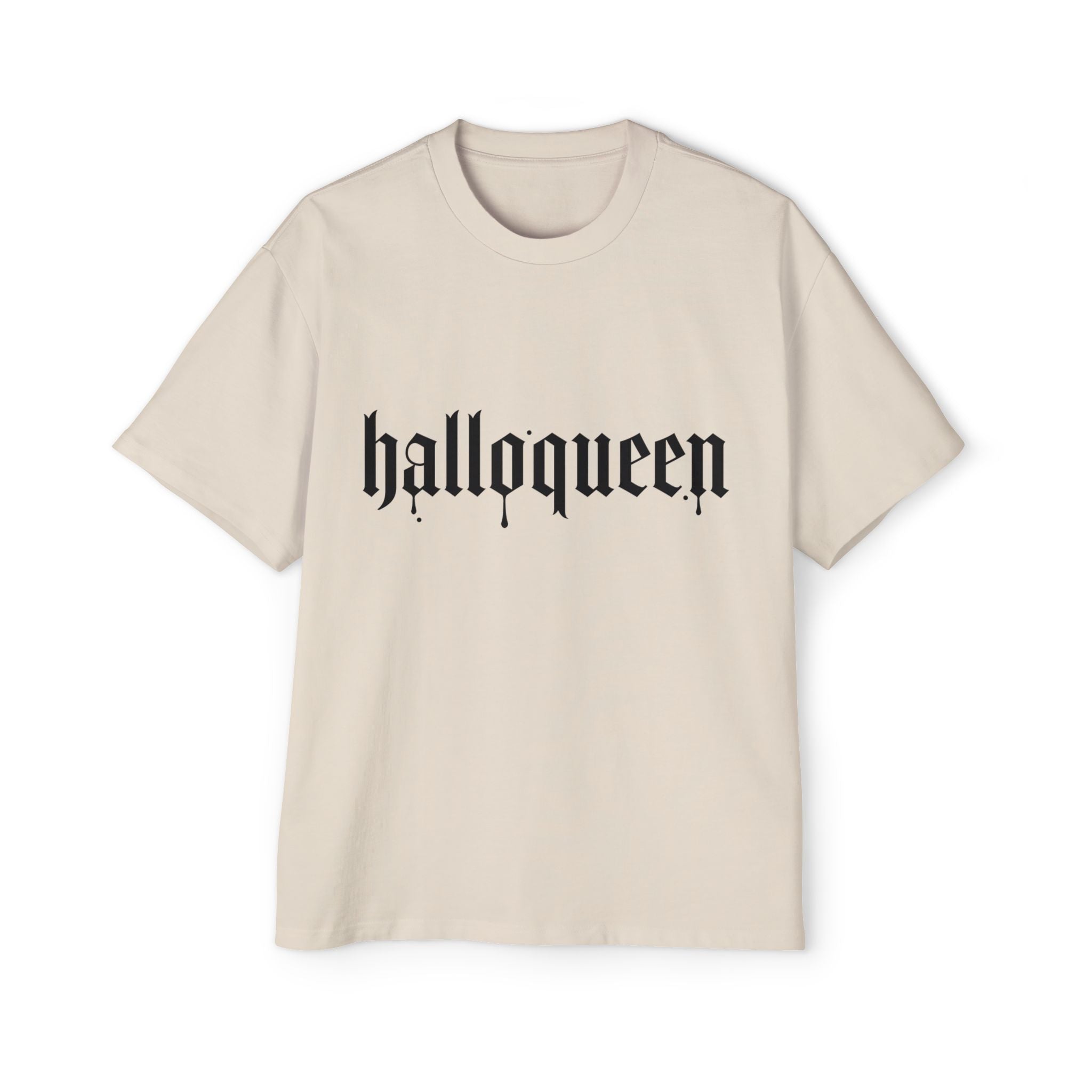 Men's Heavy DELFACE Oversized Tee with 'Halloqueen' Design, Halloween Shirt, Graphic Tee, Plus Size Casual Top, Unisex Tee, Fun Spirit Wear