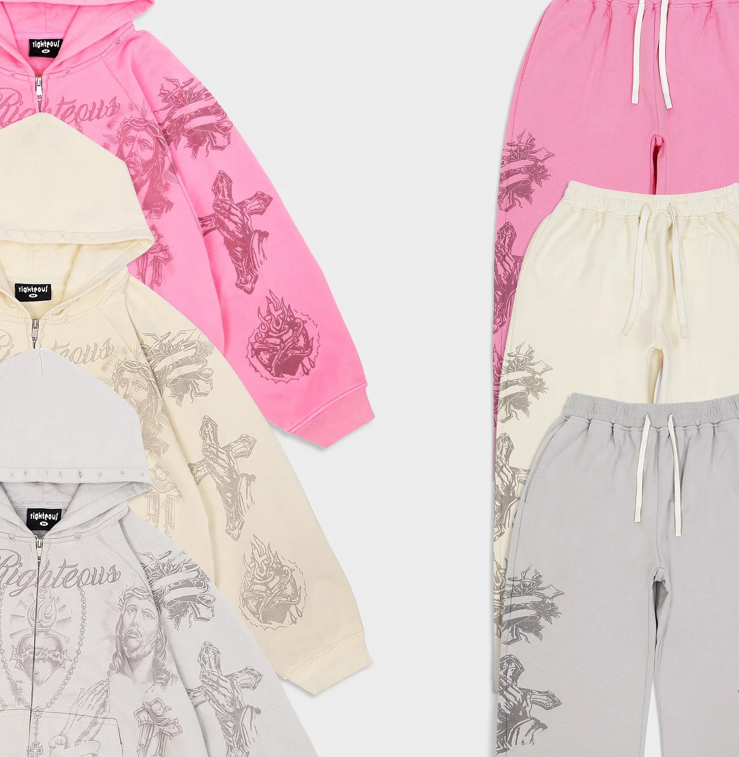 Tatted Believer Cropped Zip Up Sweatshirt and Sweatpants 2-piece Set Y2k Harajuku Men Women Tracksuit Hoodie Running Pants Suit