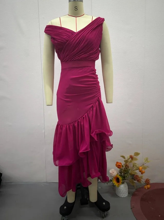 Sweet Wind Women's Dress Dress Solid Color High Waist Slim Sleeveless Elegant Temperament Commuting Summer New Products