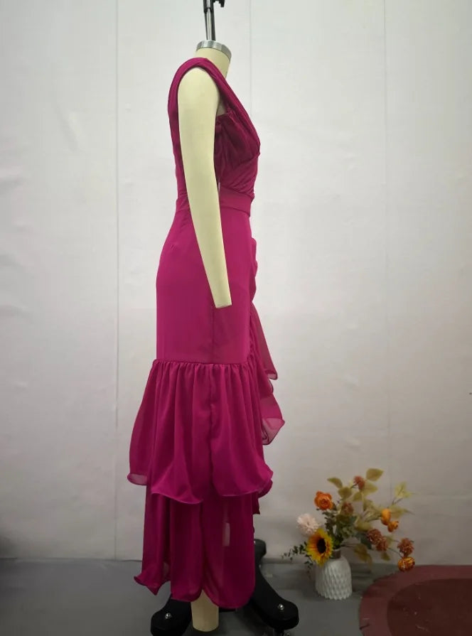 Sweet Wind Women's Dress Dress Solid Color High Waist Slim Sleeveless Elegant Temperament Commuting Summer New Products