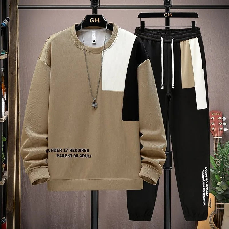 Men Loose Tracksuit Set M-8XL Sweatshirt Sweatpants 2 Piece Sets Korean Style Top Sports Pants Suits Clothes for Men 2025