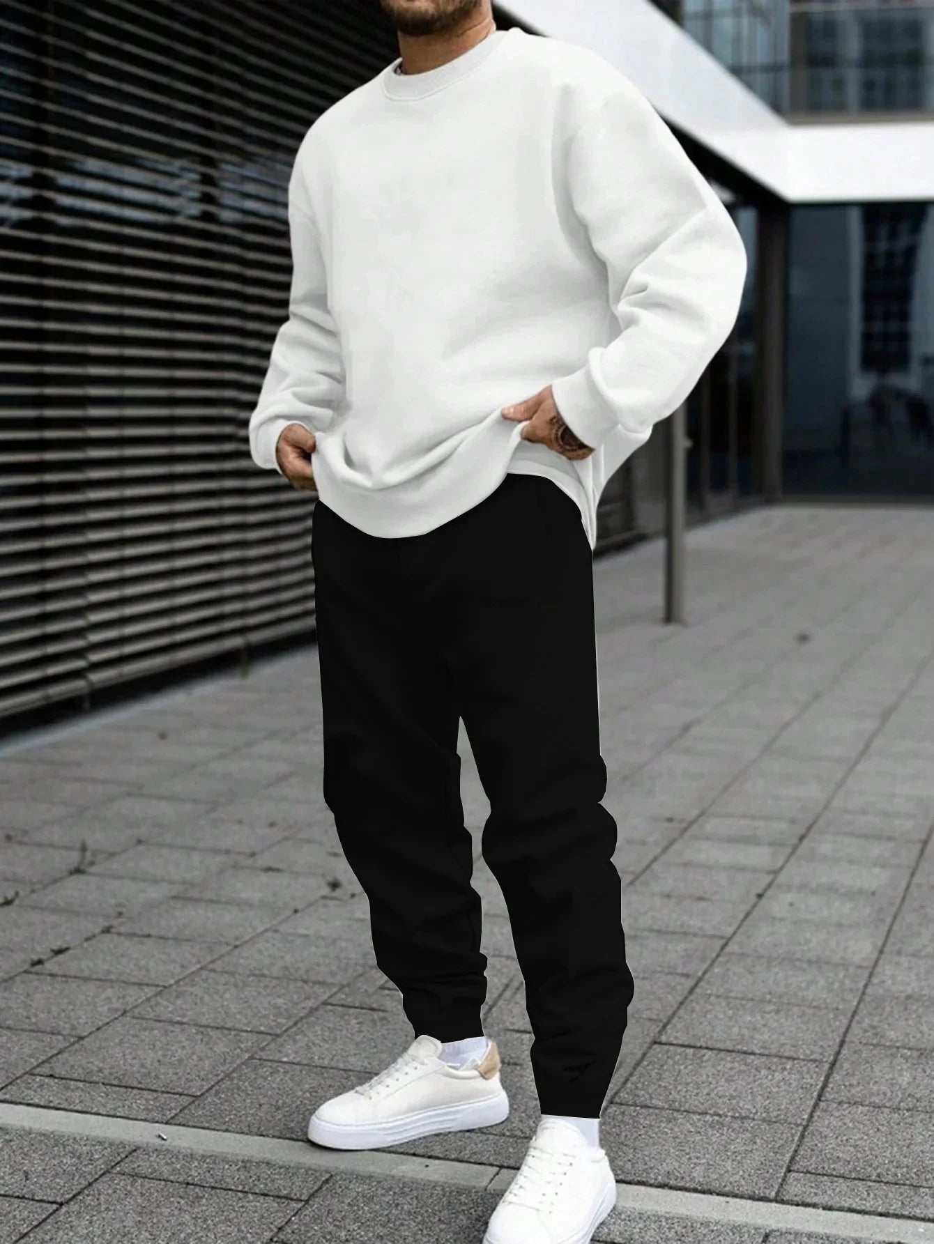 Mens Tracksuit Solid Color Sweatshirt Casual Sports Jogging Clothing Hip Hop Autumn Winter Sportswear Single Piece Tops Pants