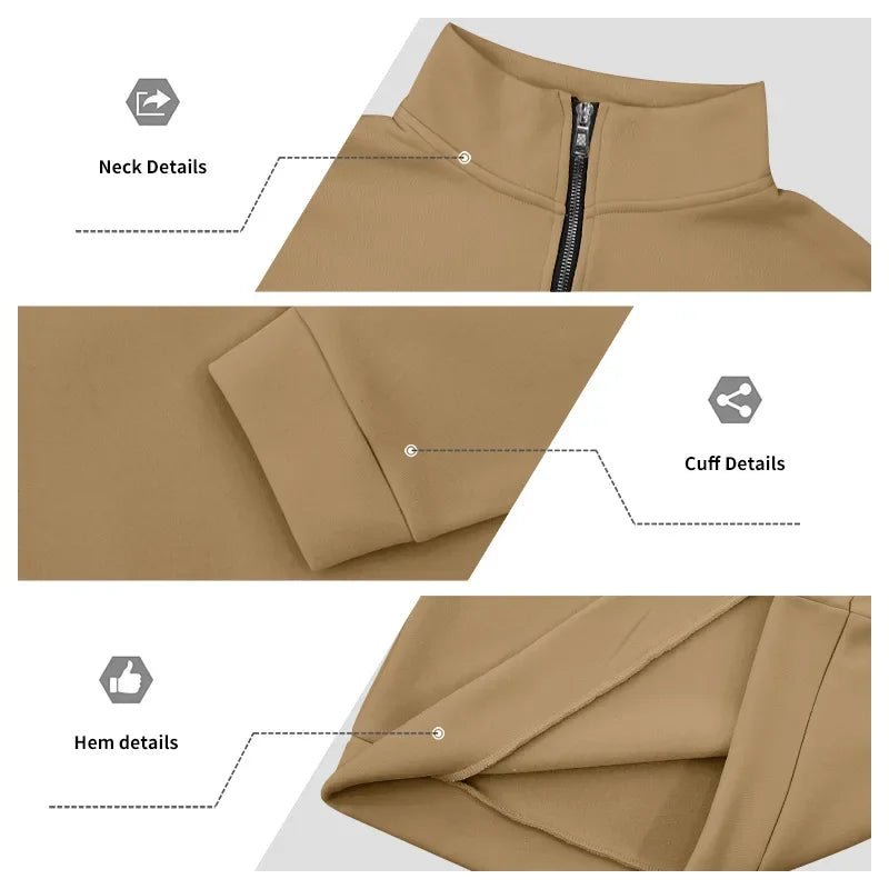 Men's Long-Sleeved Fleece Sweatshirt Suit Stand-up Collar Zipper American Men's Clothing Autumn Winter New 1/2pieces