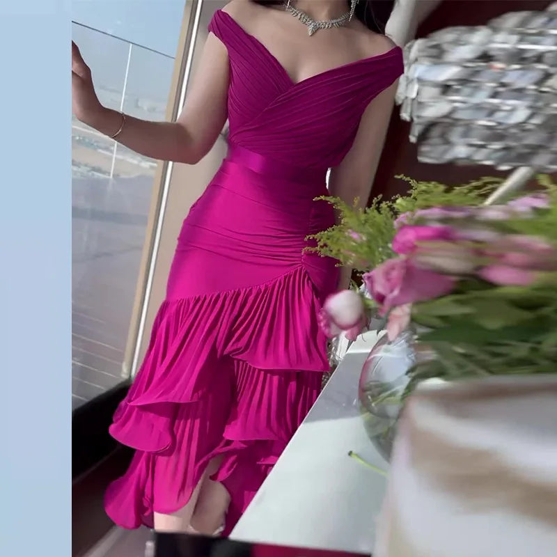 Sweet Wind Women's Dress Dress Solid Color High Waist Slim Sleeveless Elegant Temperament Commuting Summer New Products